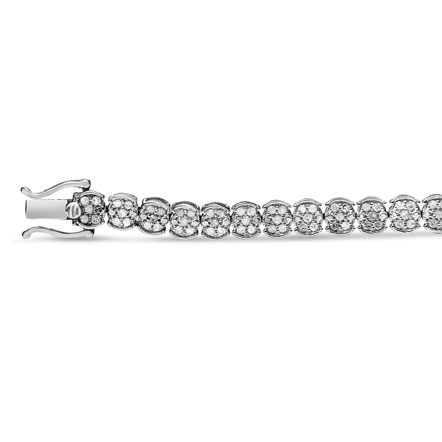 .925 Sterling Silver 2.0 Cttw Diamond Cluster Link Bracelet (I-J Color, I2-I3 Clarity) - Size 7.25"-1