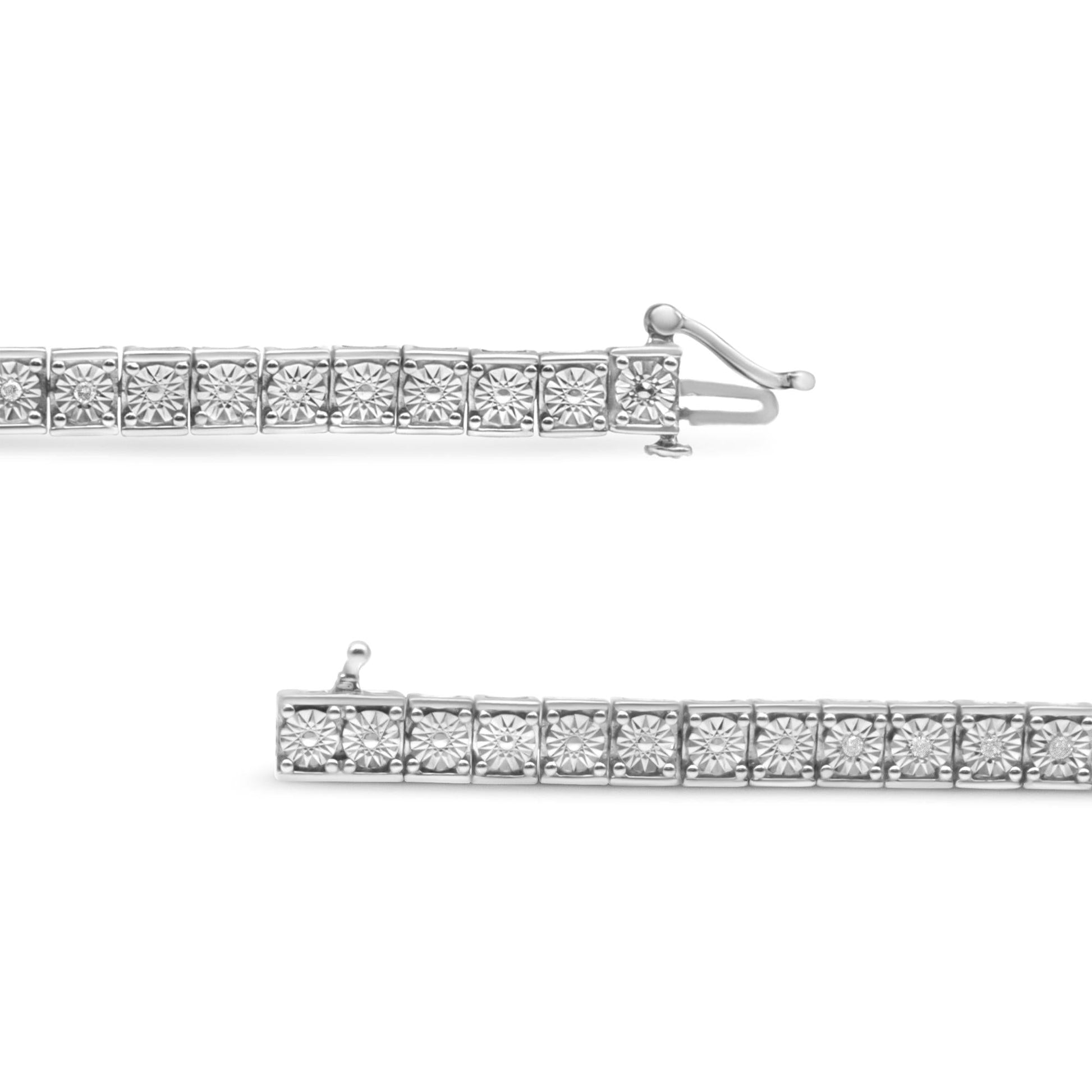 .925 Sterling Silver 1/4 Cttw Diamond Link Bracelet (I-J Color, I2-I3 Clarity) - Size 7.25"-3