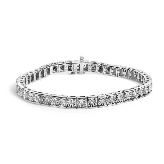.925 Sterling Silver Miracle Set Diamond Accent Classic Tennis Bracelet (I-J Color, I2-I3 Clarity) - 7.25"-0