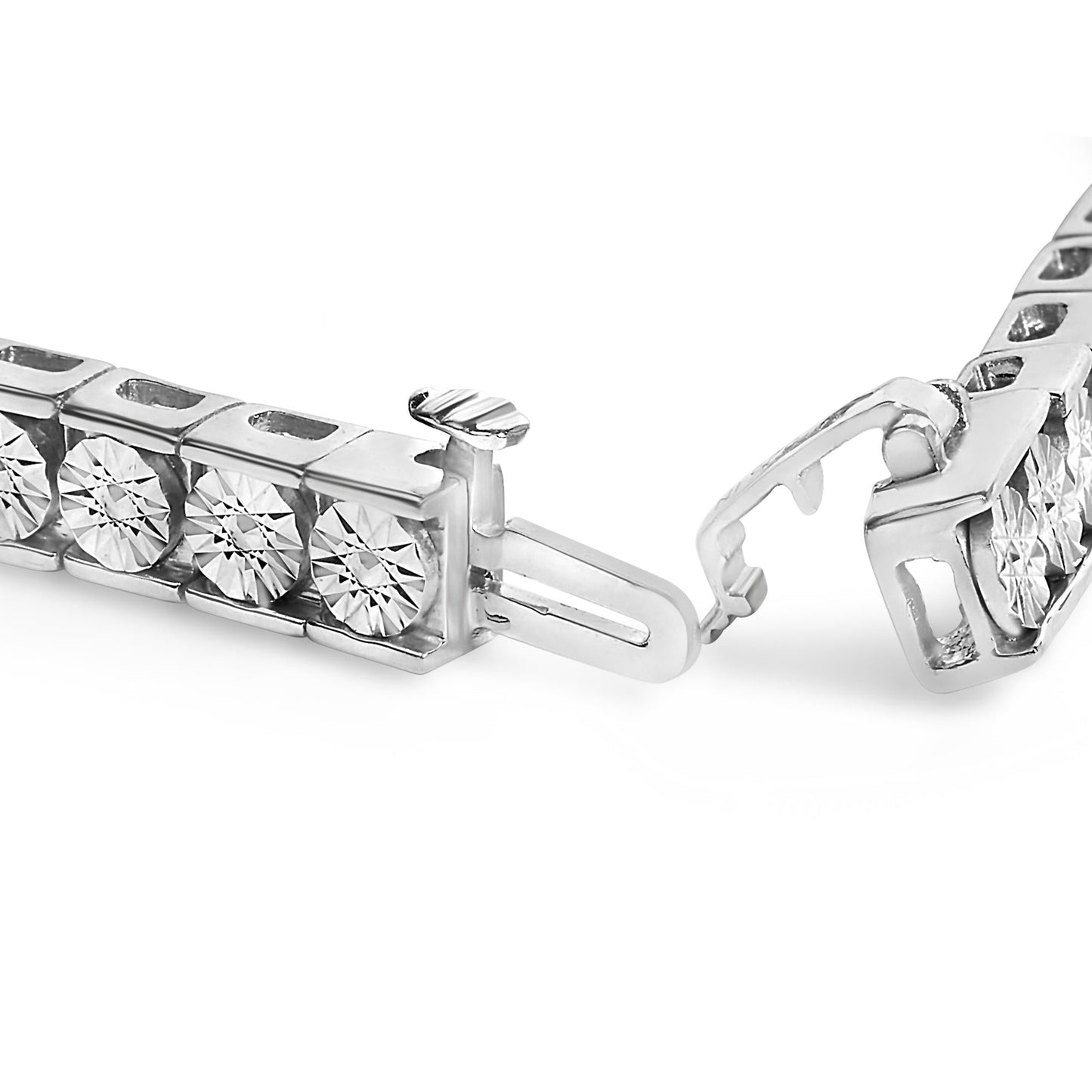 .925 Sterling Silver Miracle Set Diamond Accent Classic Tennis Bracelet (I-J Color, I2-I3 Clarity) - 7.25"-1