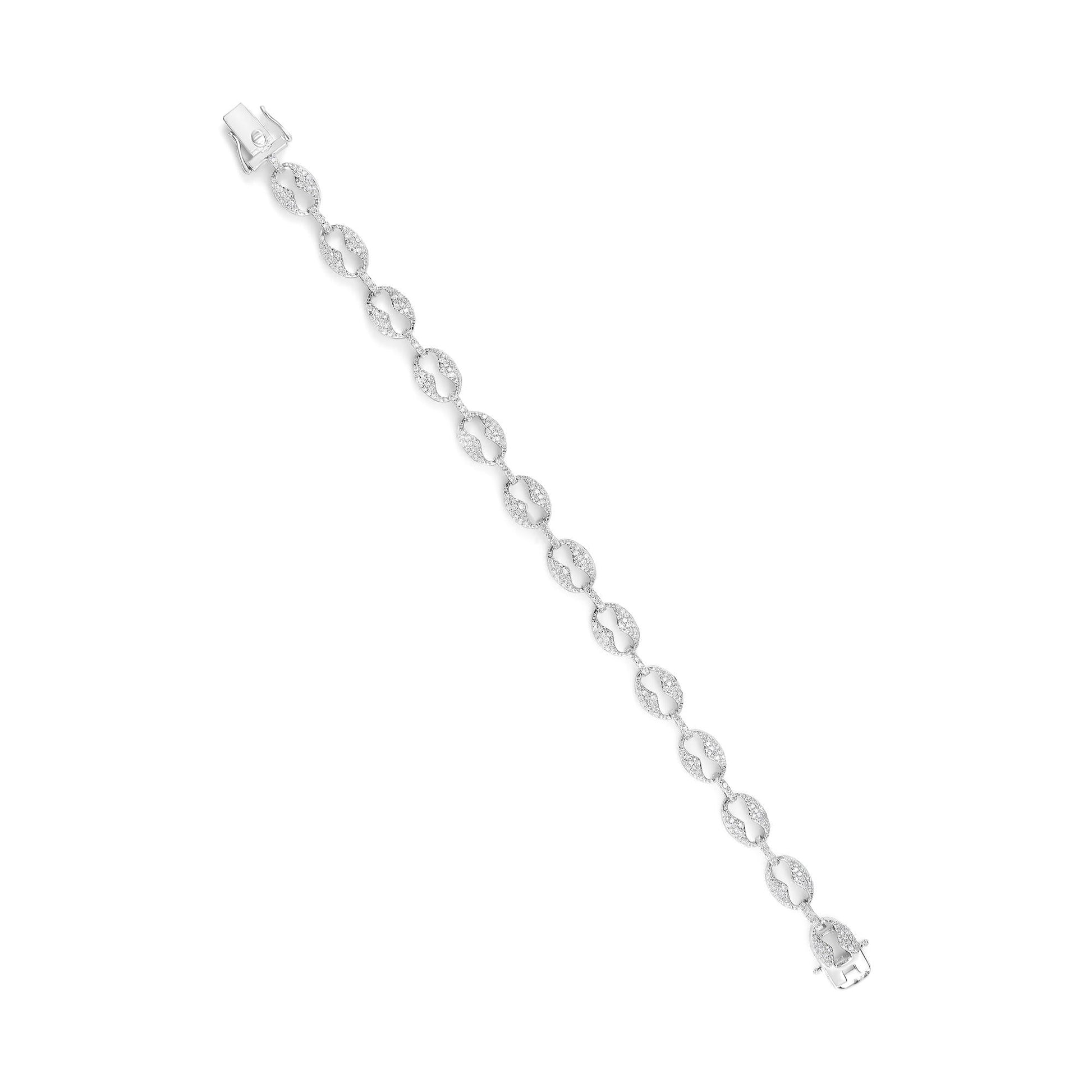 14K White Gold 1 1/2 Cttw Round Diamond Set Link Bracelet (I-J Color, I1-I2 Clarity) - 7"-3