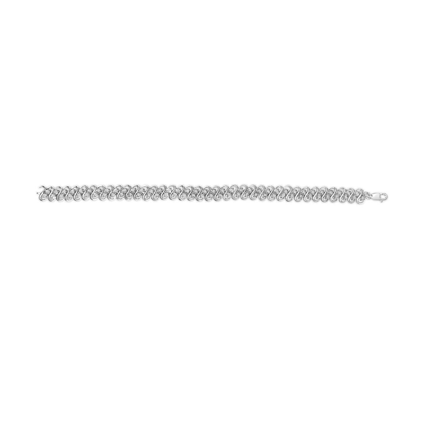 .925 Sterling Silver 1/2 Cttw Diamond Double Row S-Link Bracelet-3