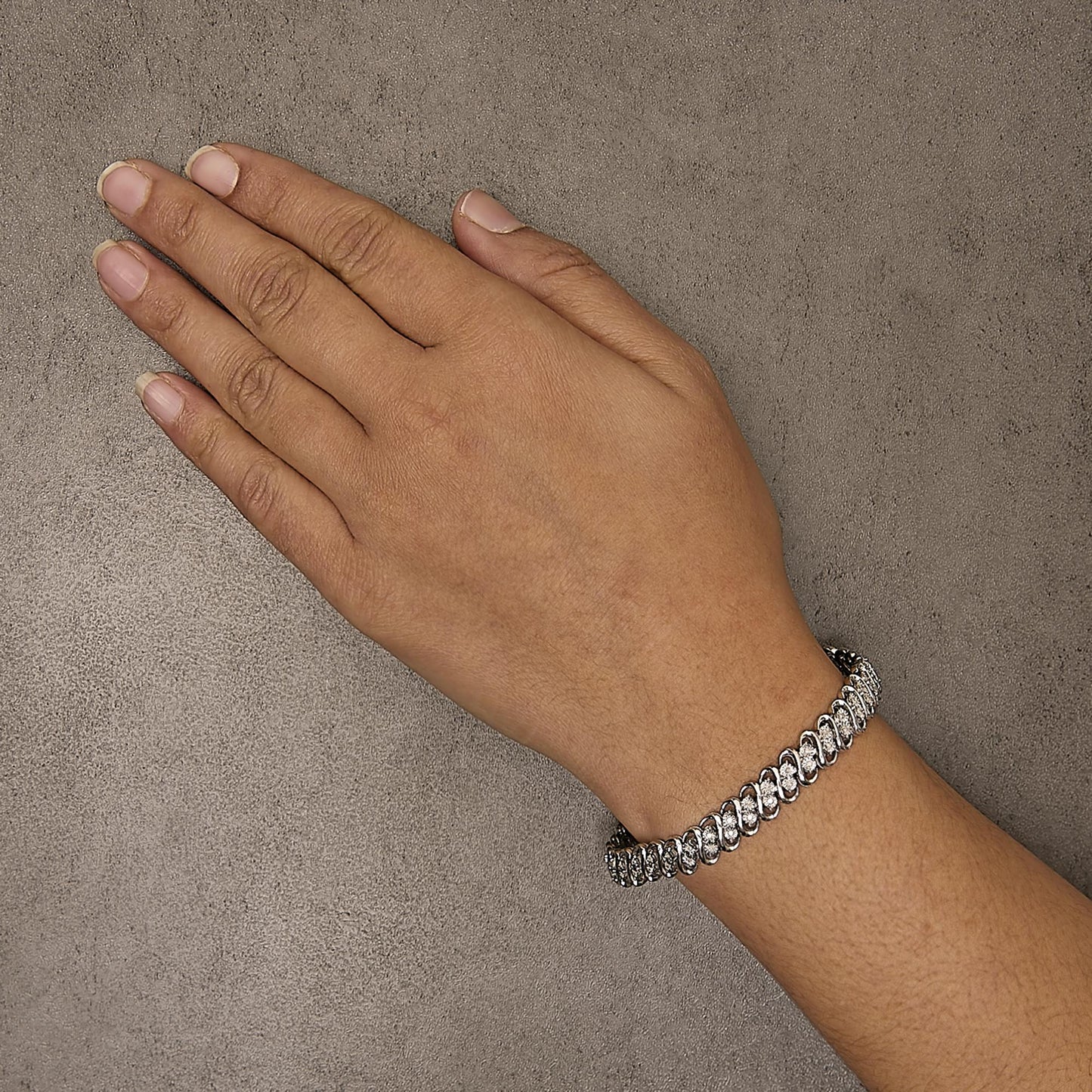 .925 Sterling Silver 1/2 Cttw Diamond Double Row S-Link Bracelet-2