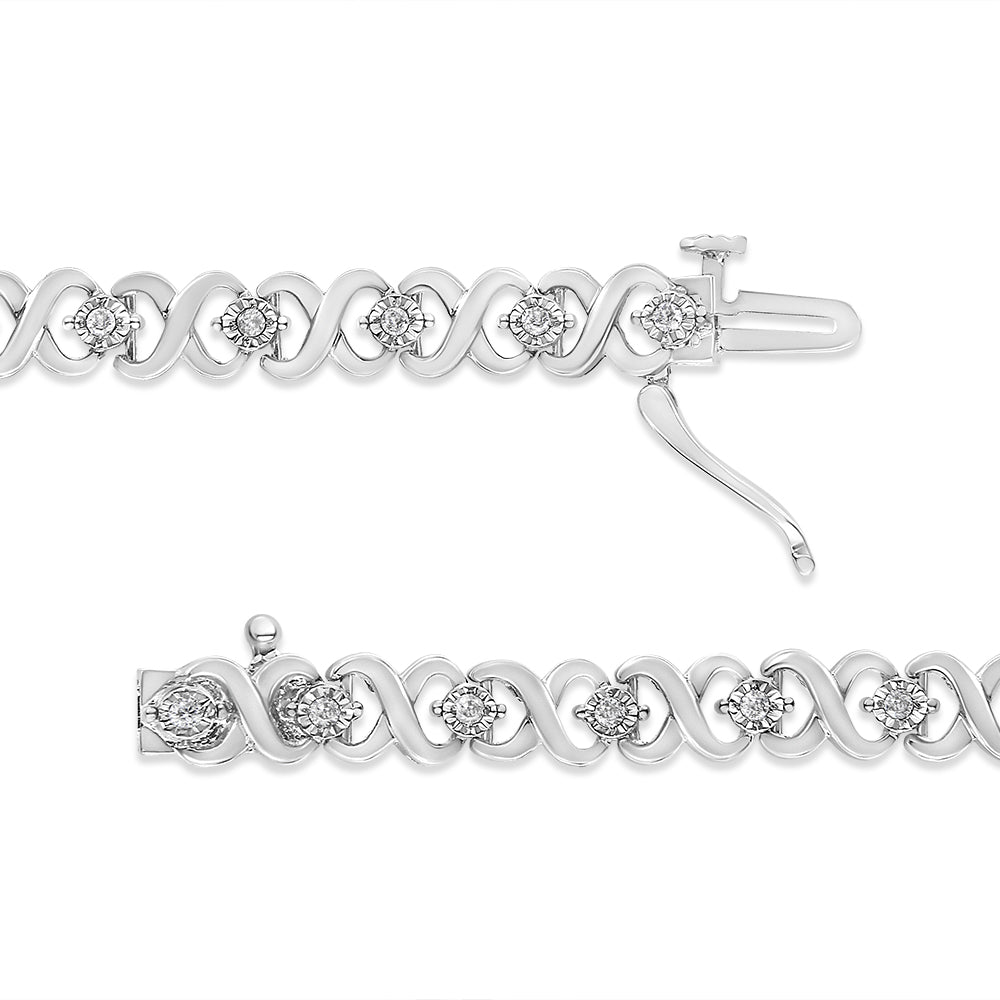 .925 Sterling Silver 1/3 Cttw Miracle Plate Round-Cut Diamond Infinity Link Bracelet  (I-J Color, I3 Clarity)  - Size 7.25"-3