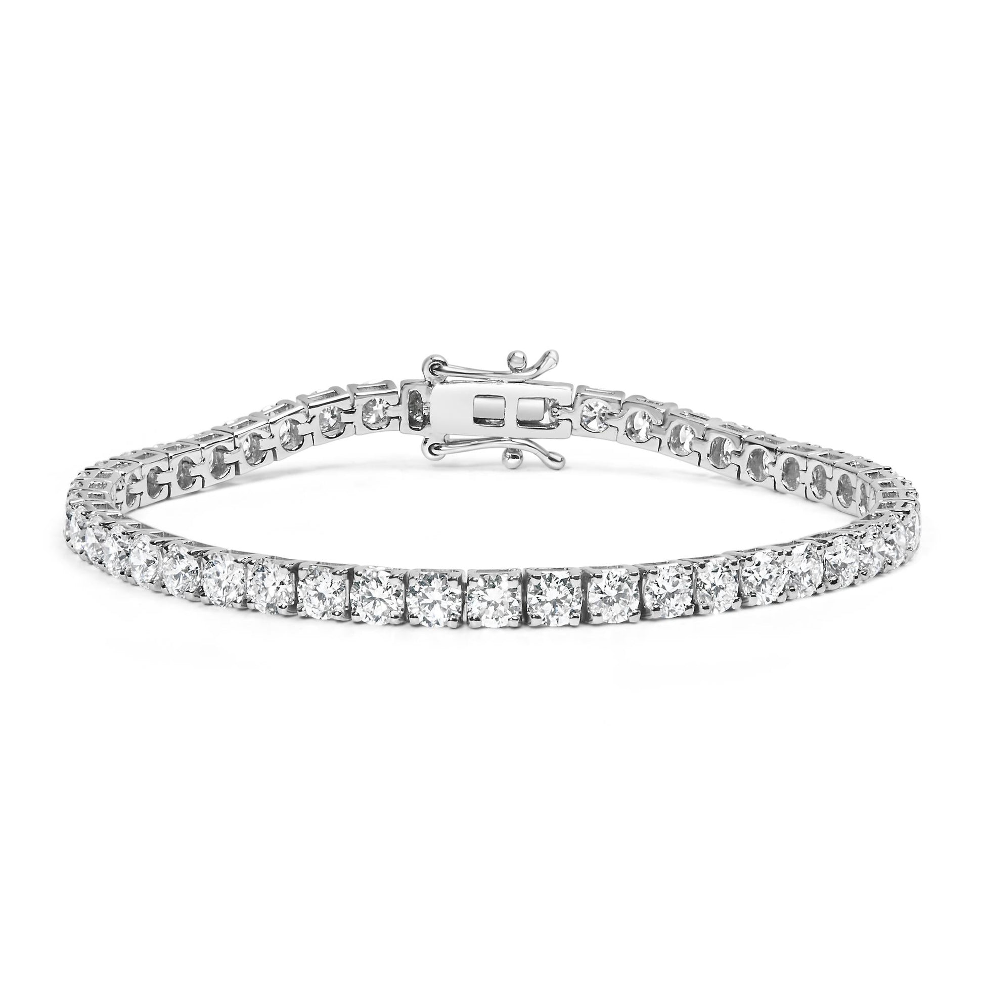 14K White Gold 4-Prong Set Lab Grown Round Diamond Classic Tennis Bracelet (F-G Color, VS1-VS2 Clarity) - 7.25"-2