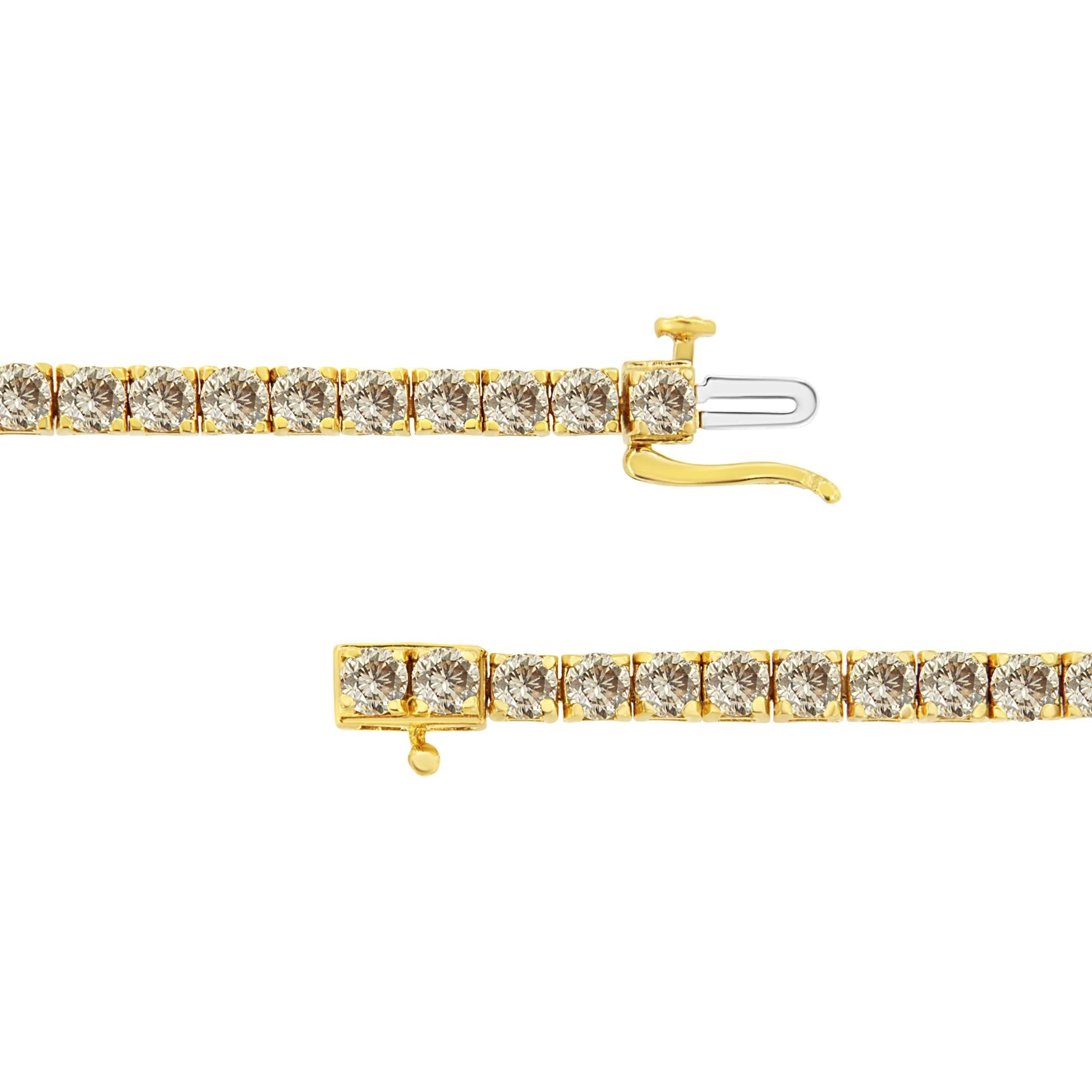 14K Yellow Gold Plated .925 Sterling Silver 8.0 Cttw Diamond Classic Link Tennis Bracelet (K-L Color, I2-I3 Clarity) - 7-1/4"-3