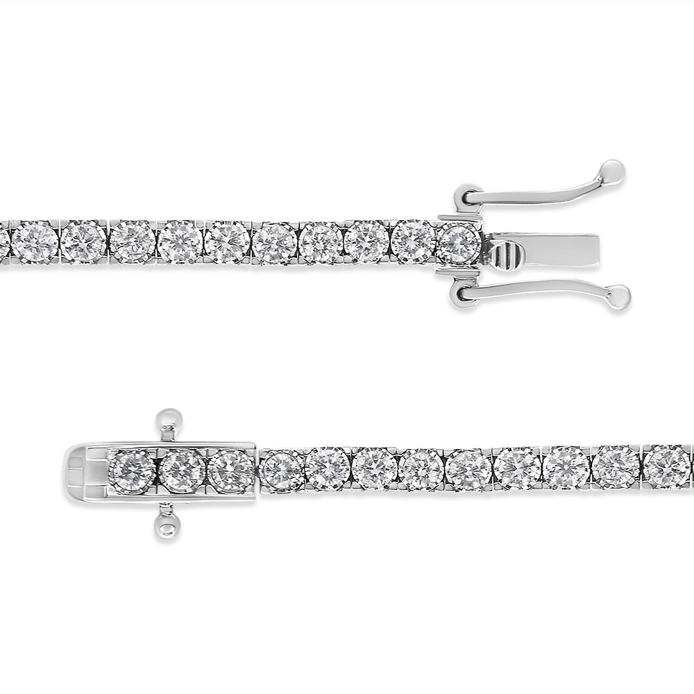 14K White Gold 3.0 Cttw Miracle Set Round-Cut Lab Grown Diamond Illusion 7" Tennis Bracelet (F-G Color, VS2-SI1 Clarity)-3