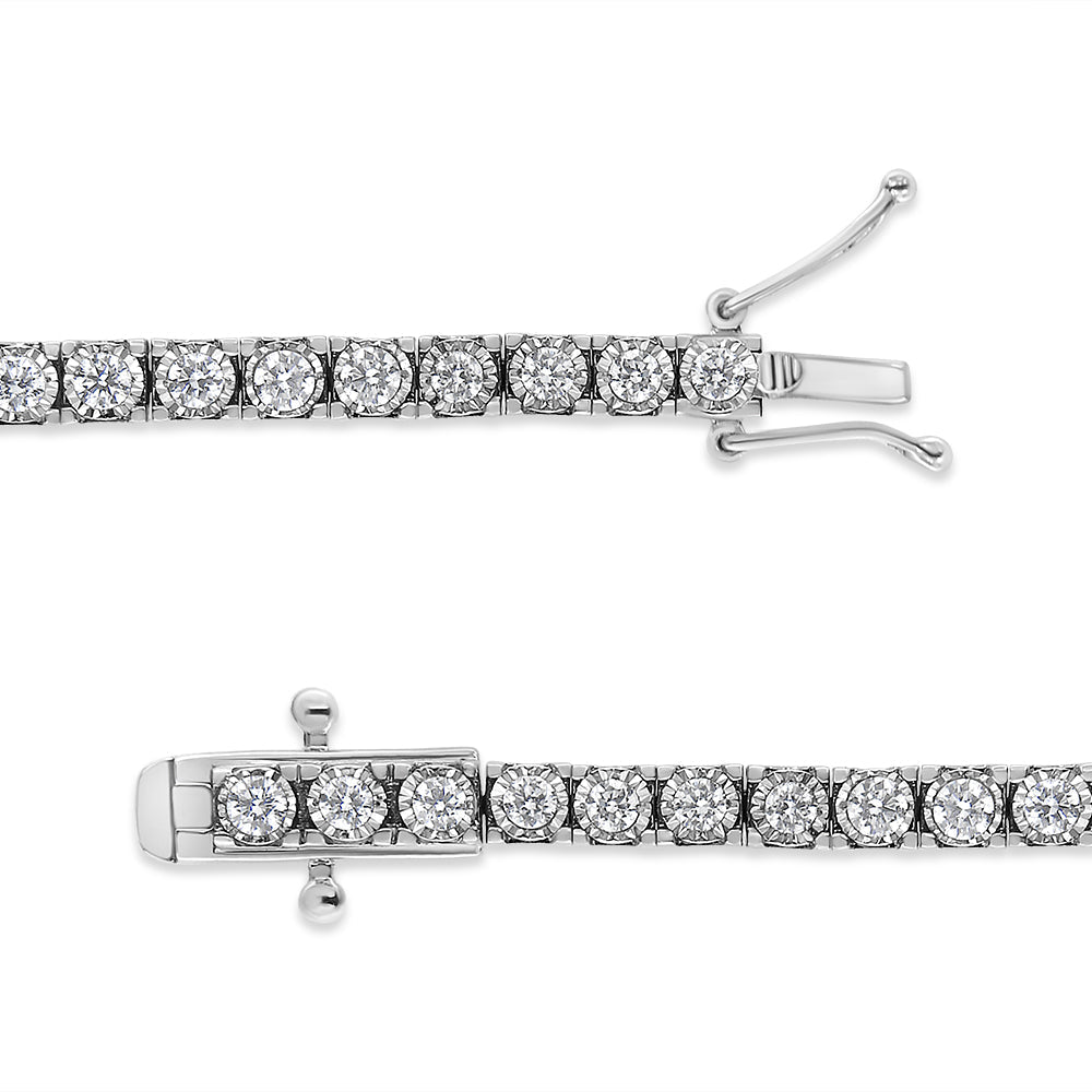 14K White Gold 2.0 Cttw Miracle Set Round-Cut Lab Grown Diamond Illusion 7" Tennis Bracelet (F-G Color, VS2-SI1 Clarity)-3