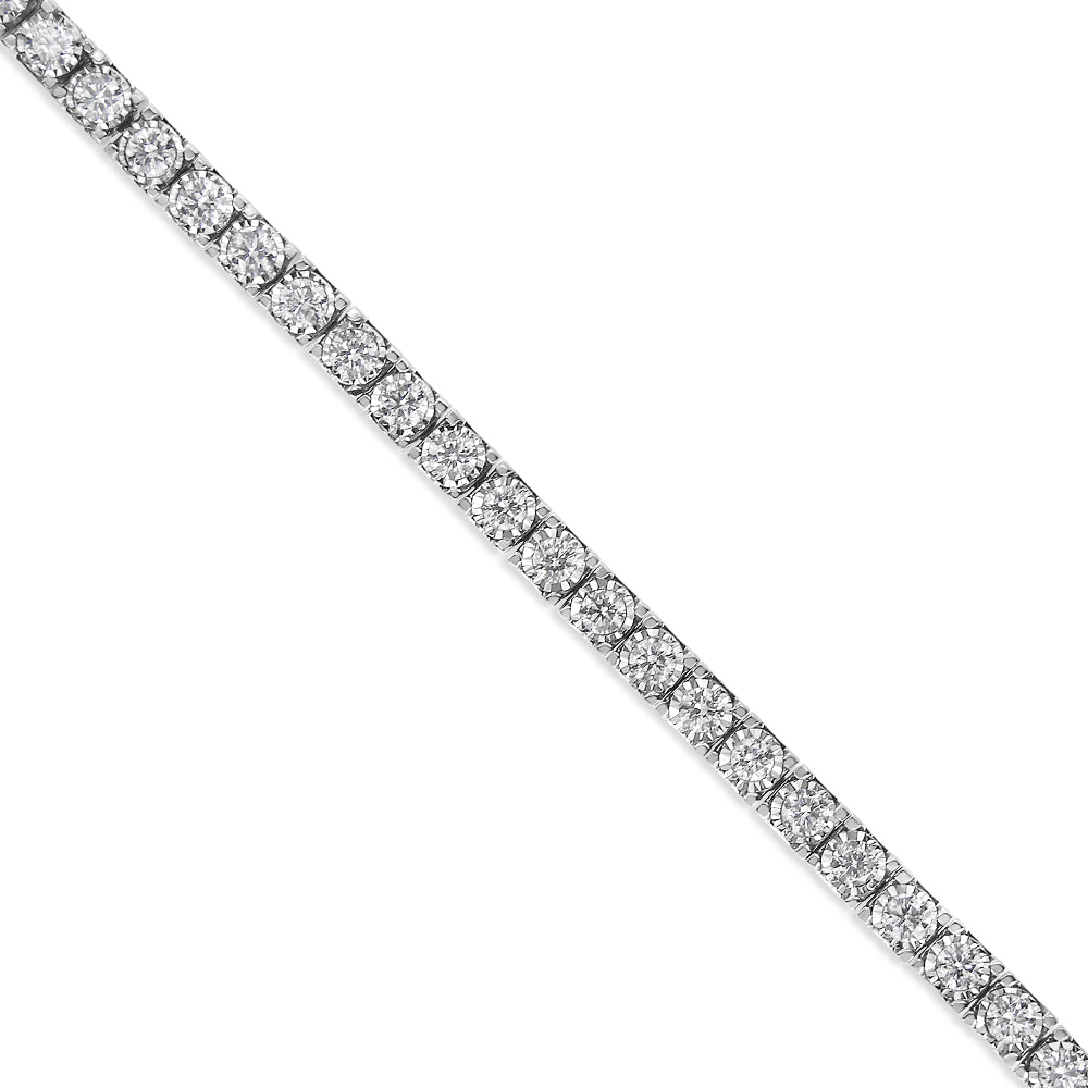 14K White Gold 2.0 Cttw Miracle Set Round-Cut Lab Grown Diamond Illusion 7" Tennis Bracelet (F-G Color, VS2-SI1 Clarity)-4
