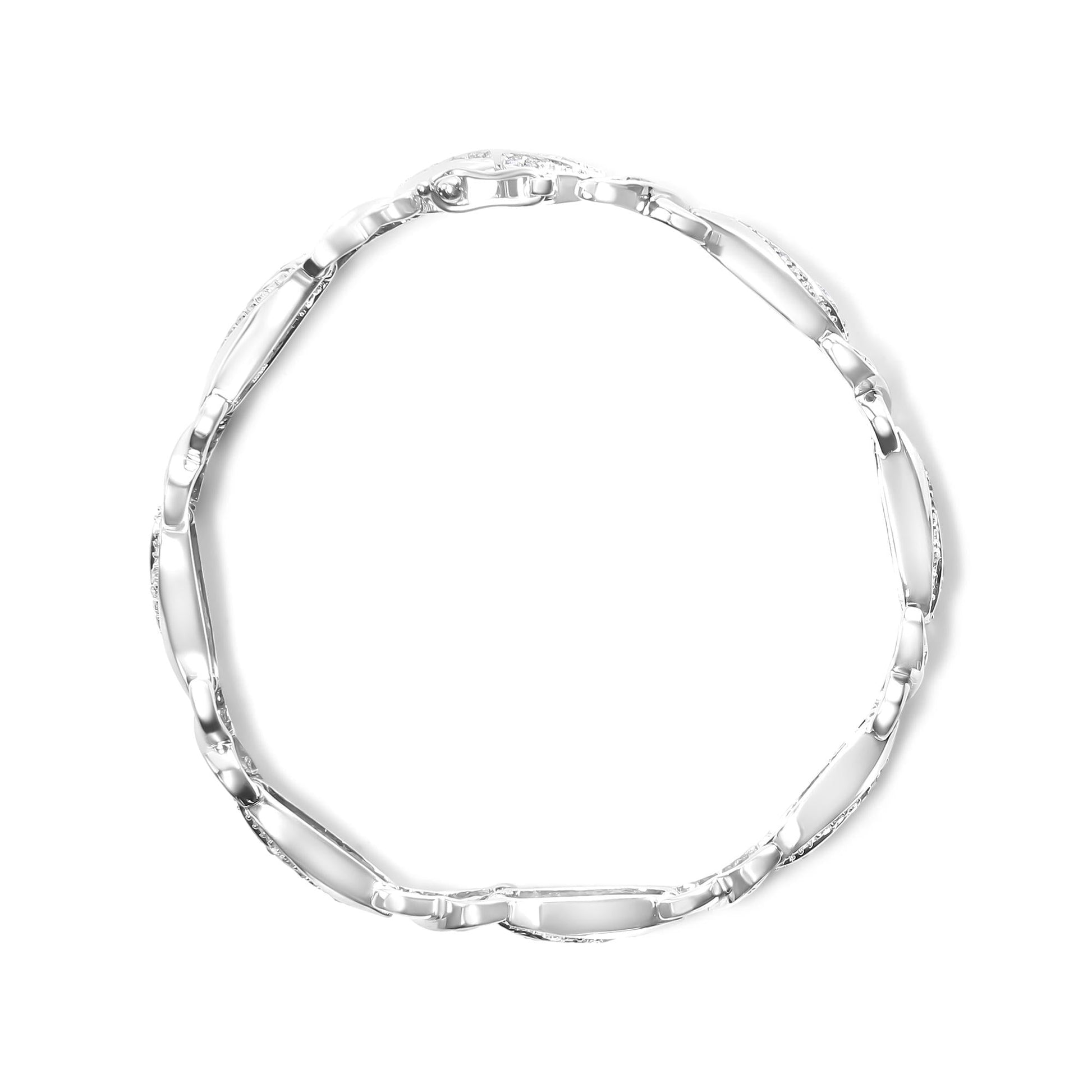 .925 Sterling Silver 1 3/4 Cttw Diamond Wave and X Link Tennis Bracelet (I-J Color, I3 Clarity) - 7"-3