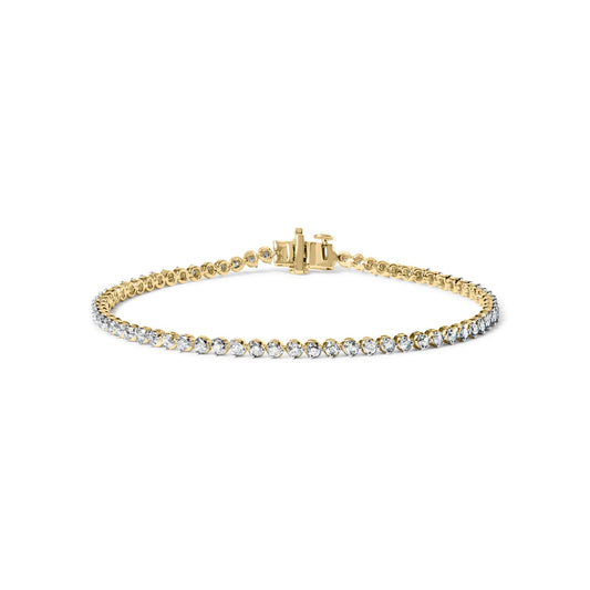 10K Yellow Gold Plated Sterling Silver 1.0 Cttw Round Diamond Tennis Bracelet-0