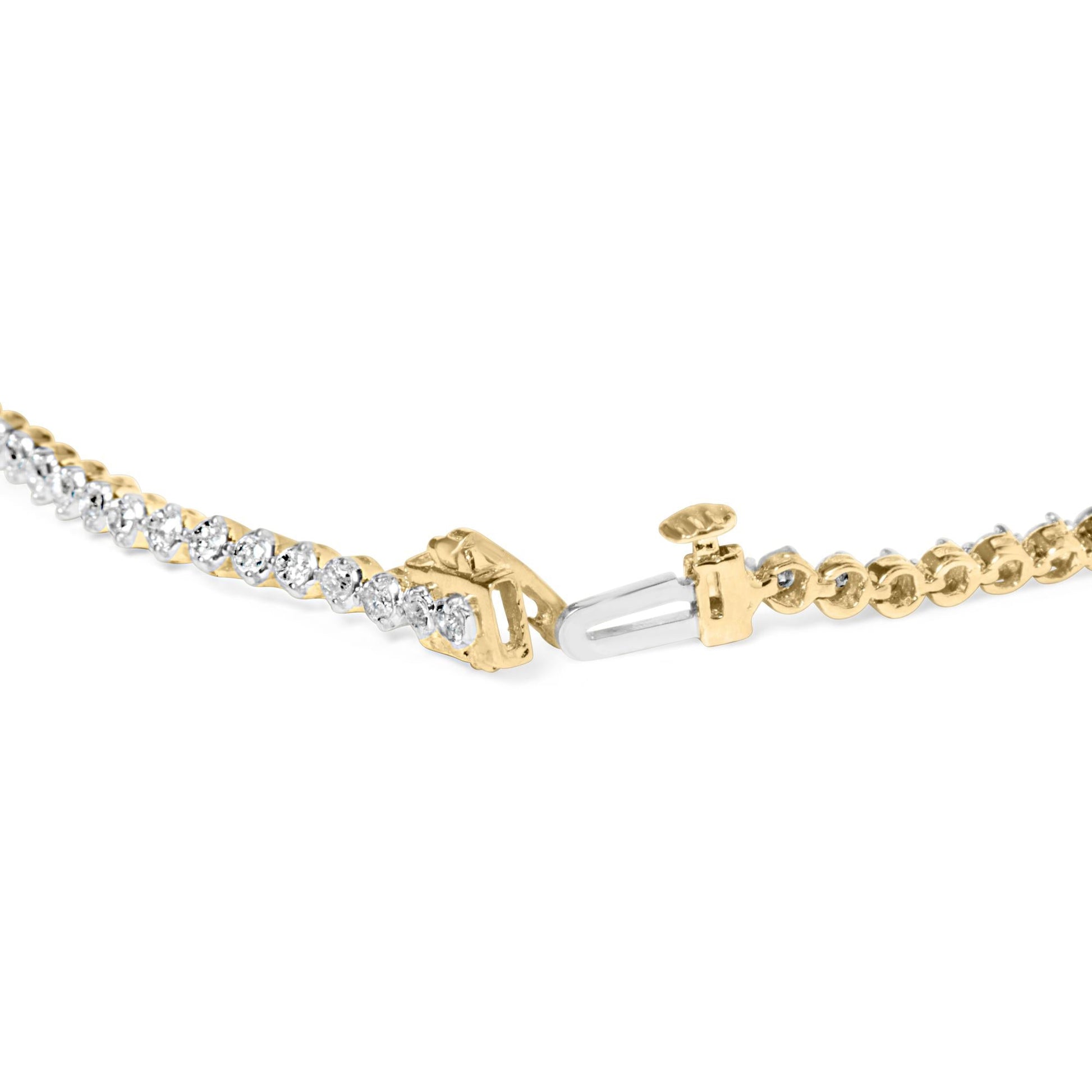 10K Yellow Gold Plated Sterling Silver 1.0 Cttw Round Diamond Tennis Bracelet-1