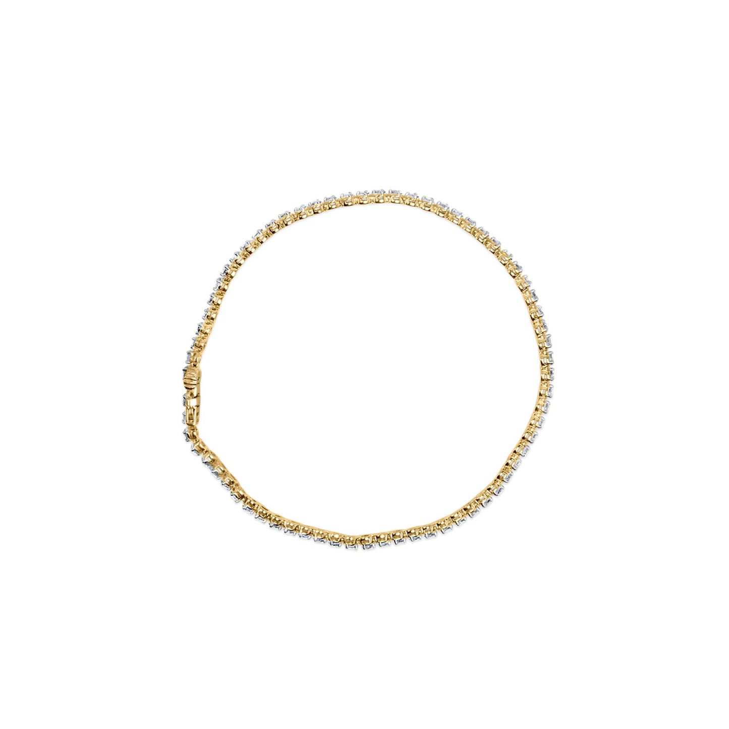 10K Yellow Gold Plated Sterling Silver 1.0 Cttw Round Diamond Tennis Bracelet-3
