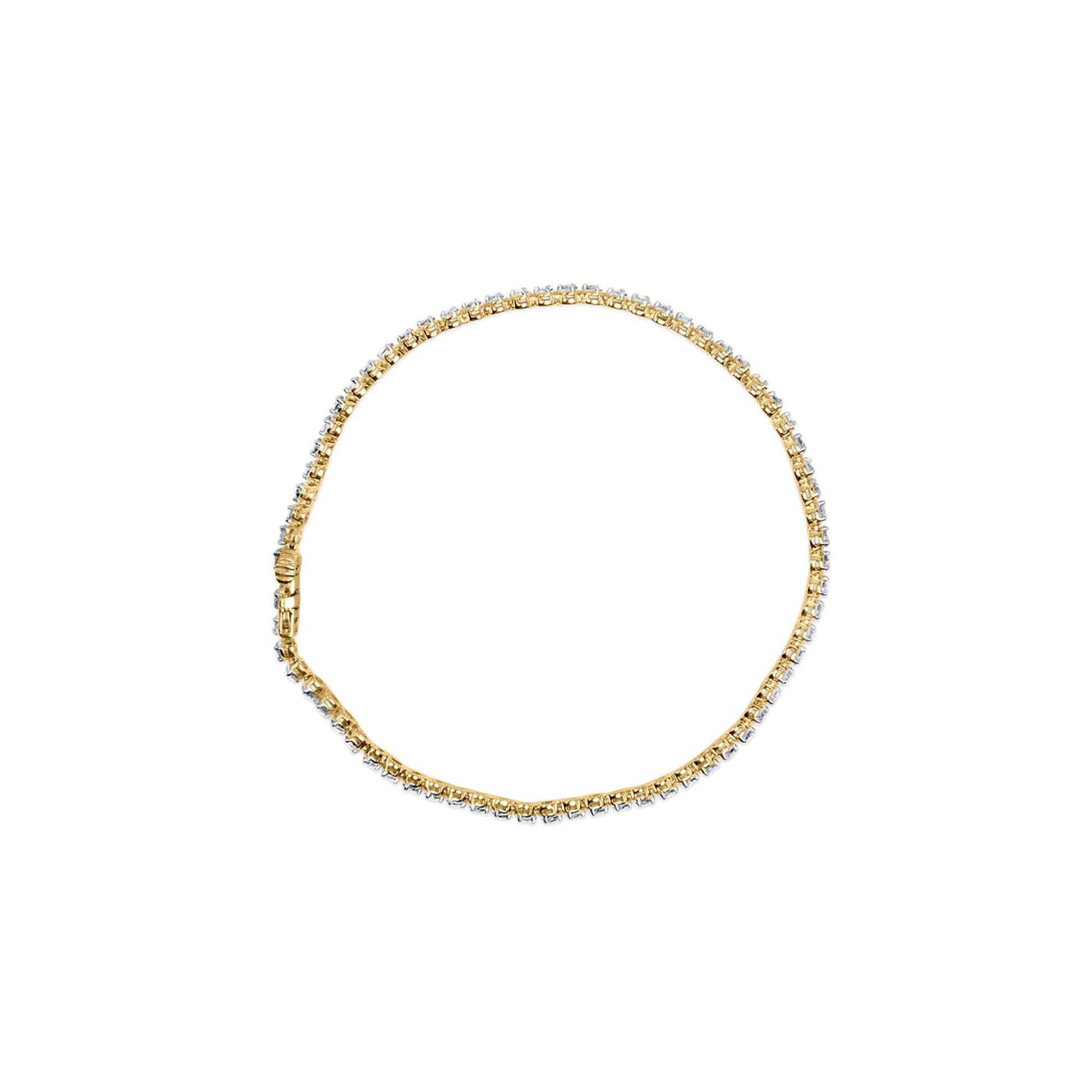 10K Yellow Gold Plated Sterling Silver 1.0 Cttw Round Diamond Tennis Bracelet-3