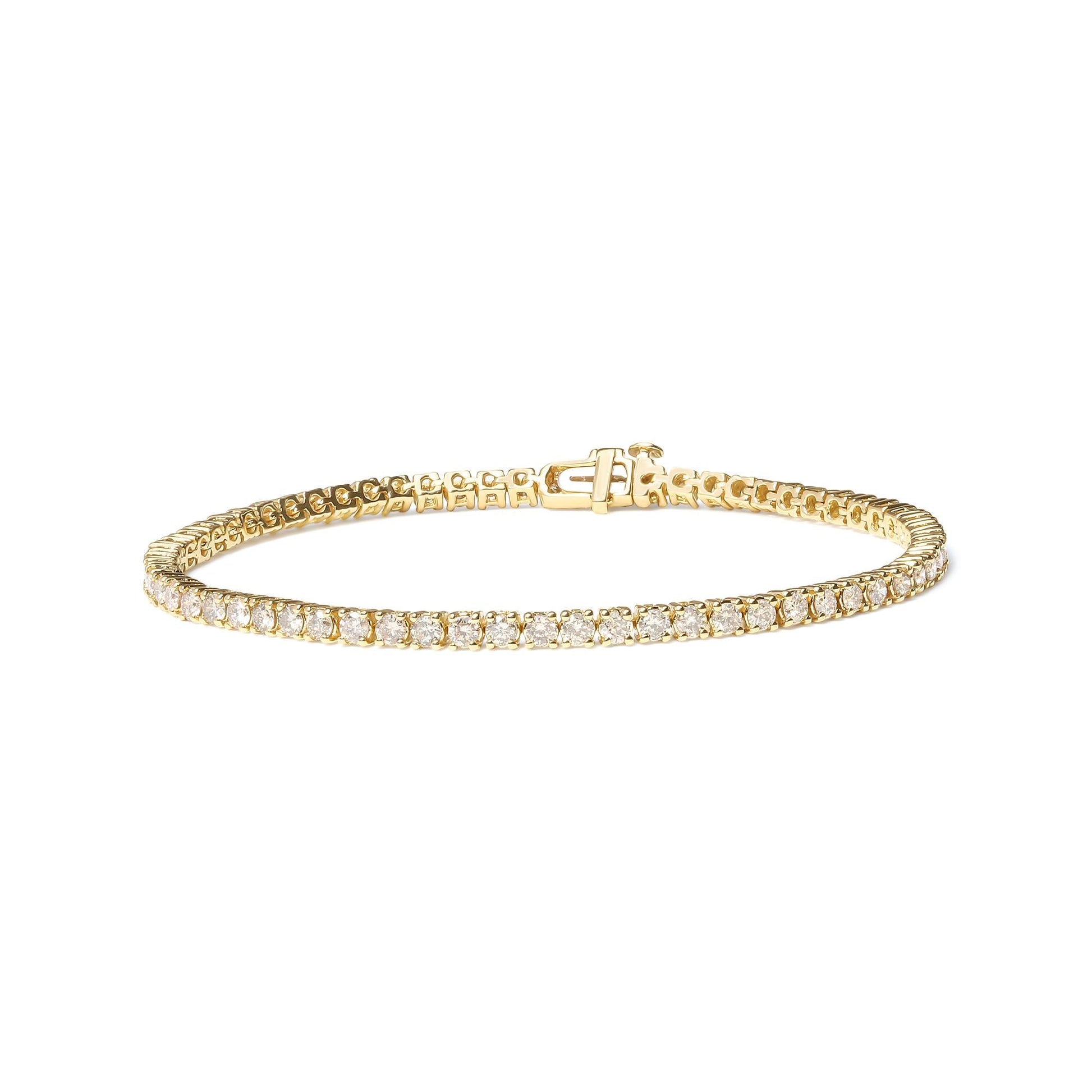 14K Yellow Gold 6.0 Cttw Classic 4 Prong Set Round Brilliant Cut Diamond Tennis Bracelet (K-L Color, VS2-SI1 Clarity) - 7.25"-0