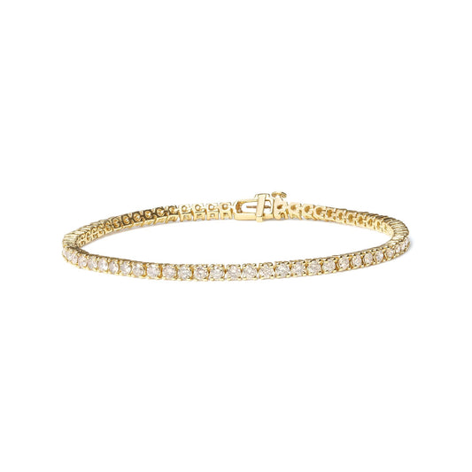14K Yellow Gold 6.0 Cttw Classic 4 Prong Set Round Brilliant Cut Diamond Tennis Bracelet (K-L Color, VS2-SI1 Clarity) - 7.25"-0