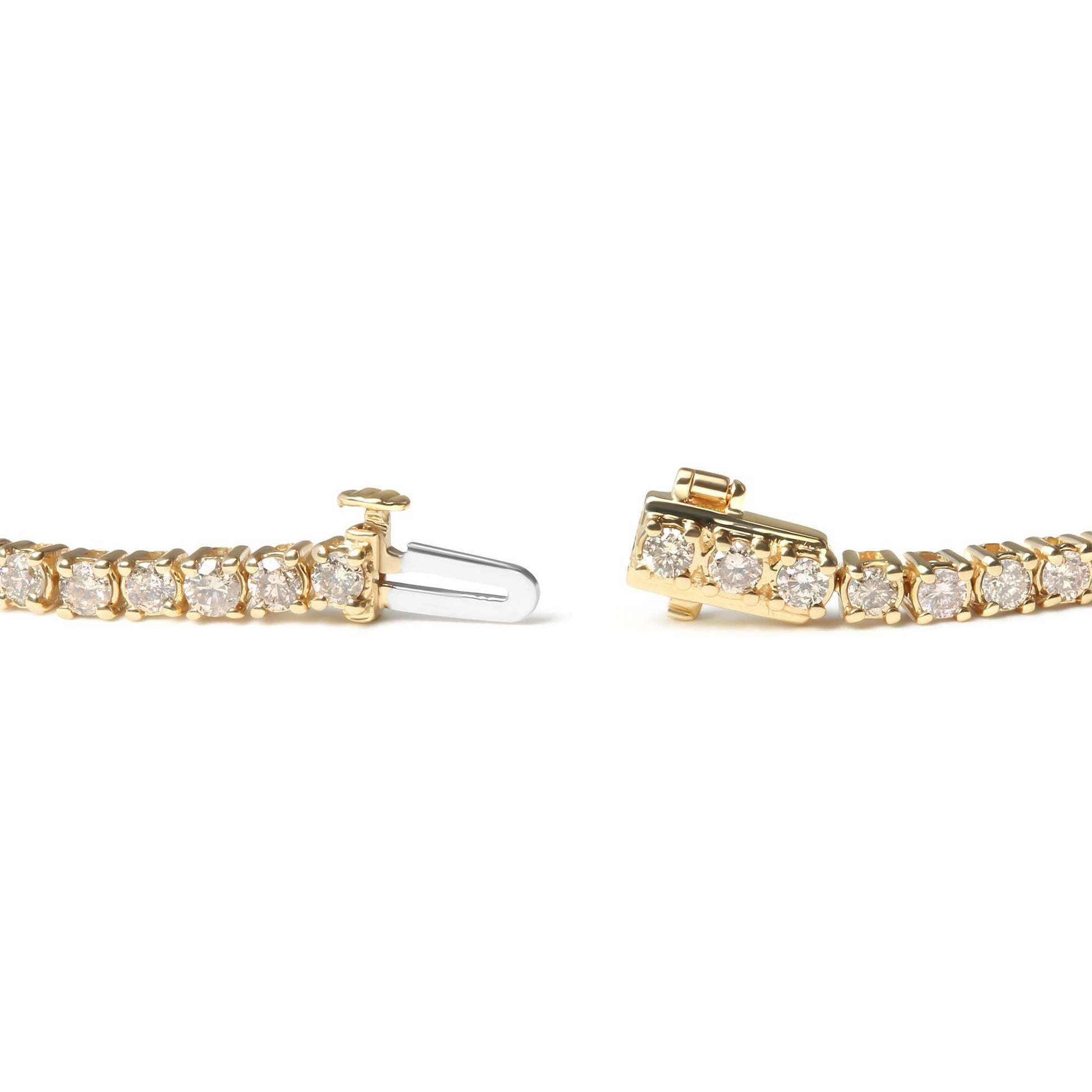14K Yellow Gold 6.0 Cttw Classic 4 Prong Set Round Brilliant Cut Diamond Tennis Bracelet (K-L Color, VS2-SI1 Clarity) - 7.25"-1