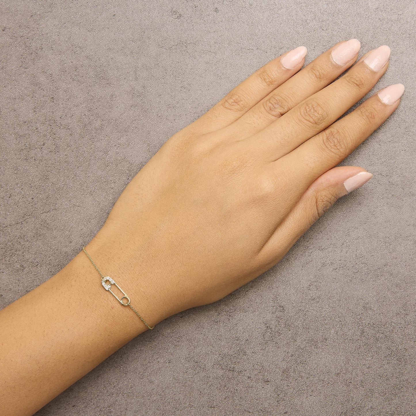 10K Yellow Gold 1/10 Cttw Diamond Paperclip Charm Adjustable Link Bracelet  (I-J Color, I1-I2 Clarity) - 7.25 Inch-2