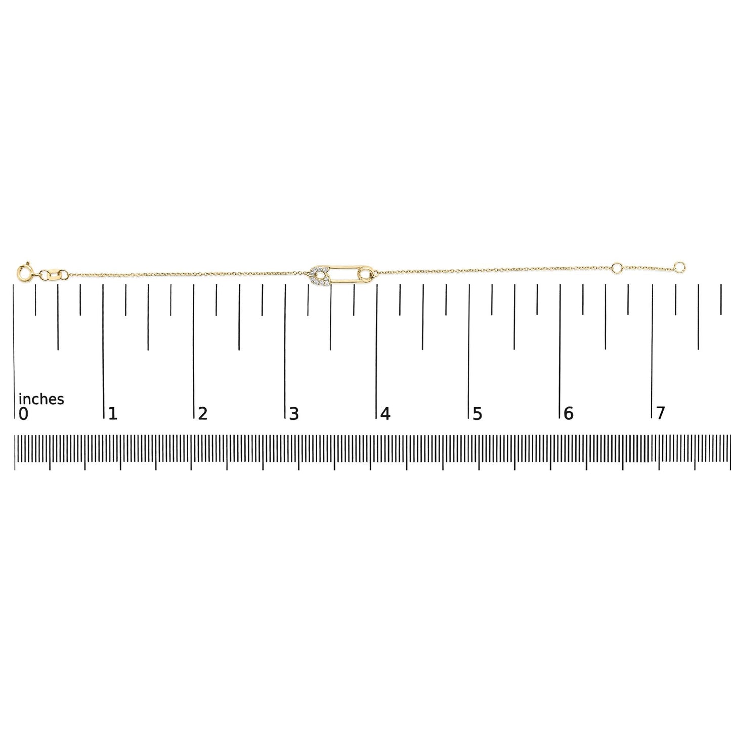 10K Yellow Gold 1/10 Cttw Diamond Paperclip Charm Adjustable Link Bracelet  (I-J Color, I1-I2 Clarity) - 7.25 Inch-4