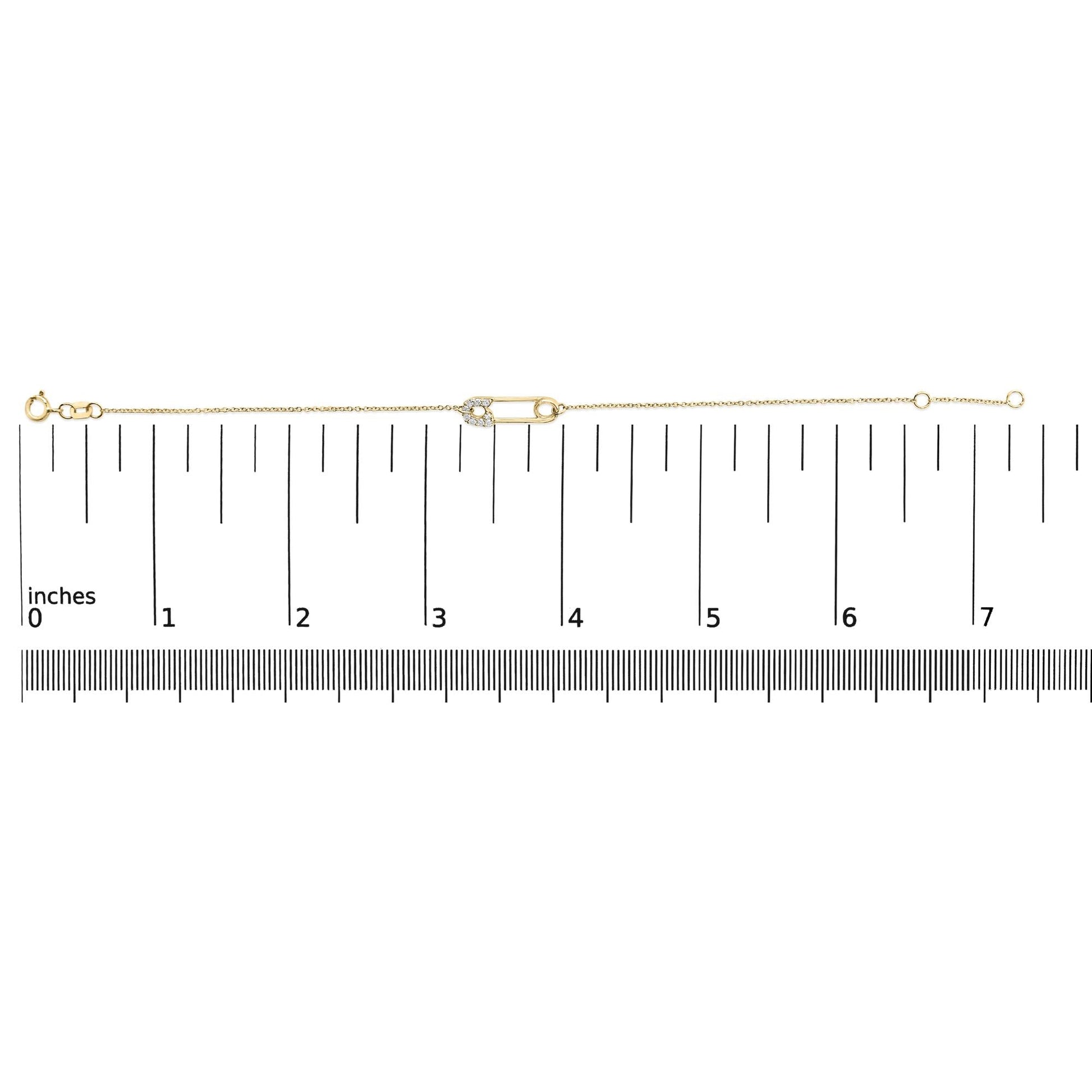 10K Yellow Gold 1/10 Cttw Diamond Paperclip Charm Adjustable Link Bracelet  (I-J Color, I1-I2 Clarity) - 7.25 Inch-4