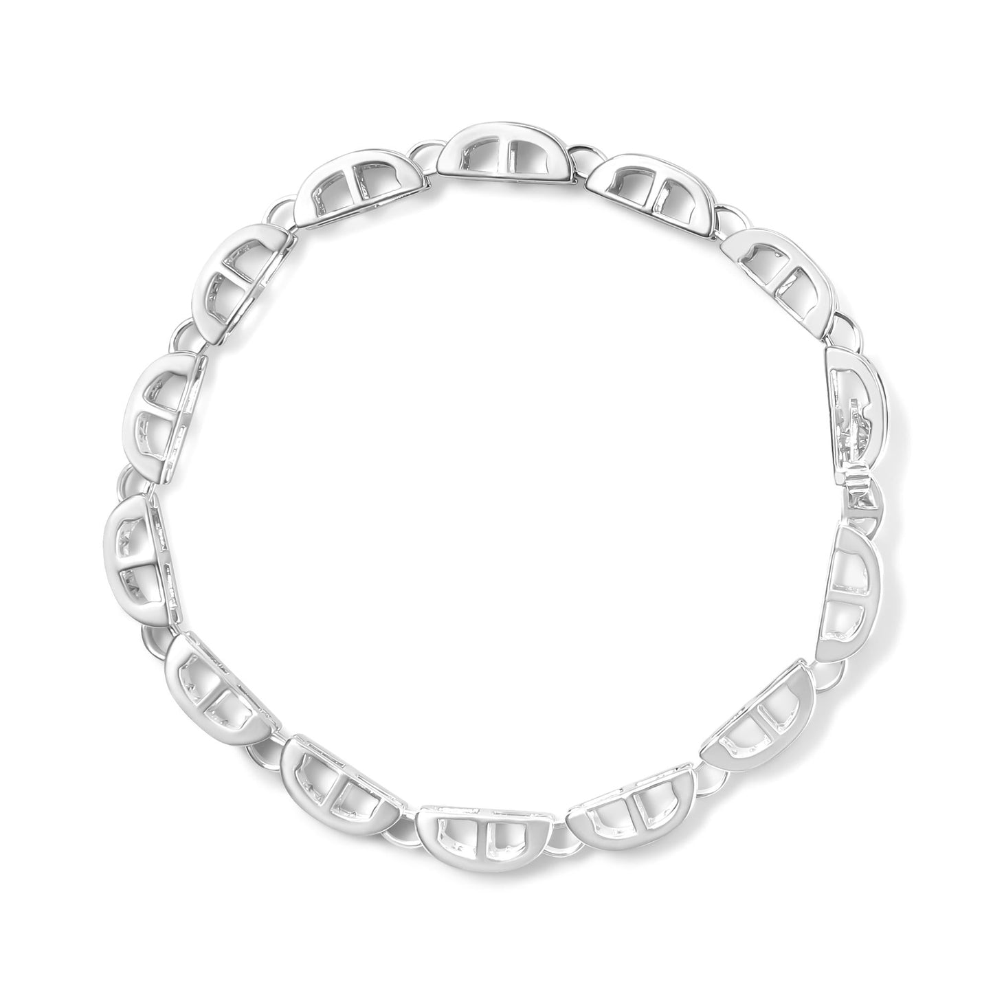 14K White Gold 3.0 Cttw Invisible Set Princess Cut Diamond Link and Buckle 7.25" Tennis Bracelet (I-J Color, I1-I2 Clarity)-3