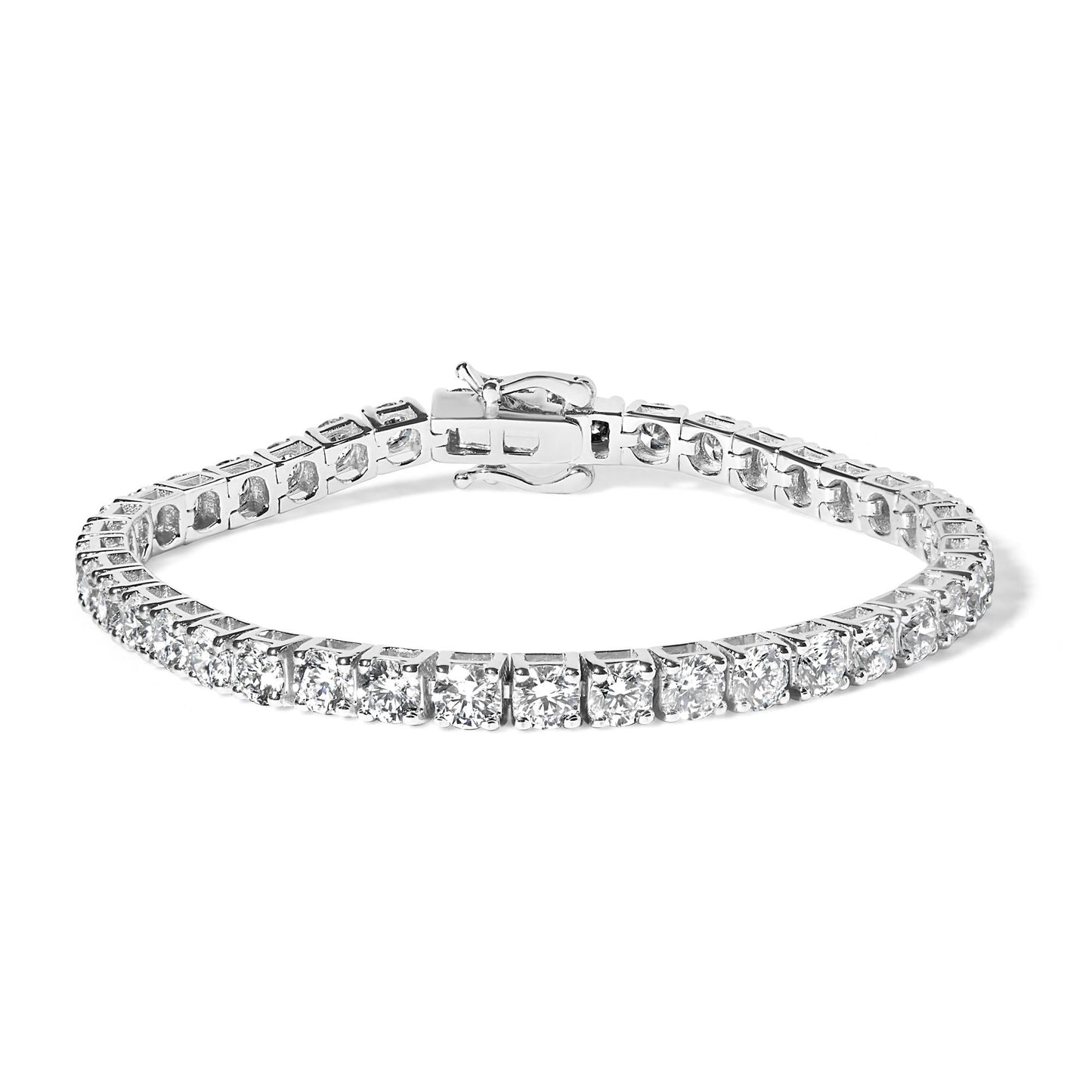 14K White Gold 4-Prong Set Lab Grown Round Diamond Classic Tennis Bracelet (F-G Color, VS1-VS2 Clarity) - 7.25"-0