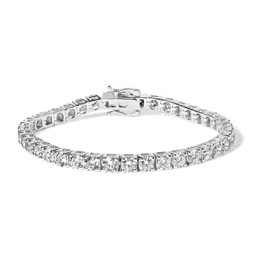 14K White Gold 4-Prong Set Lab Grown Round Diamond Classic Tennis Bracelet (F-G Color, VS1-VS2 Clarity) - 7.25"-0