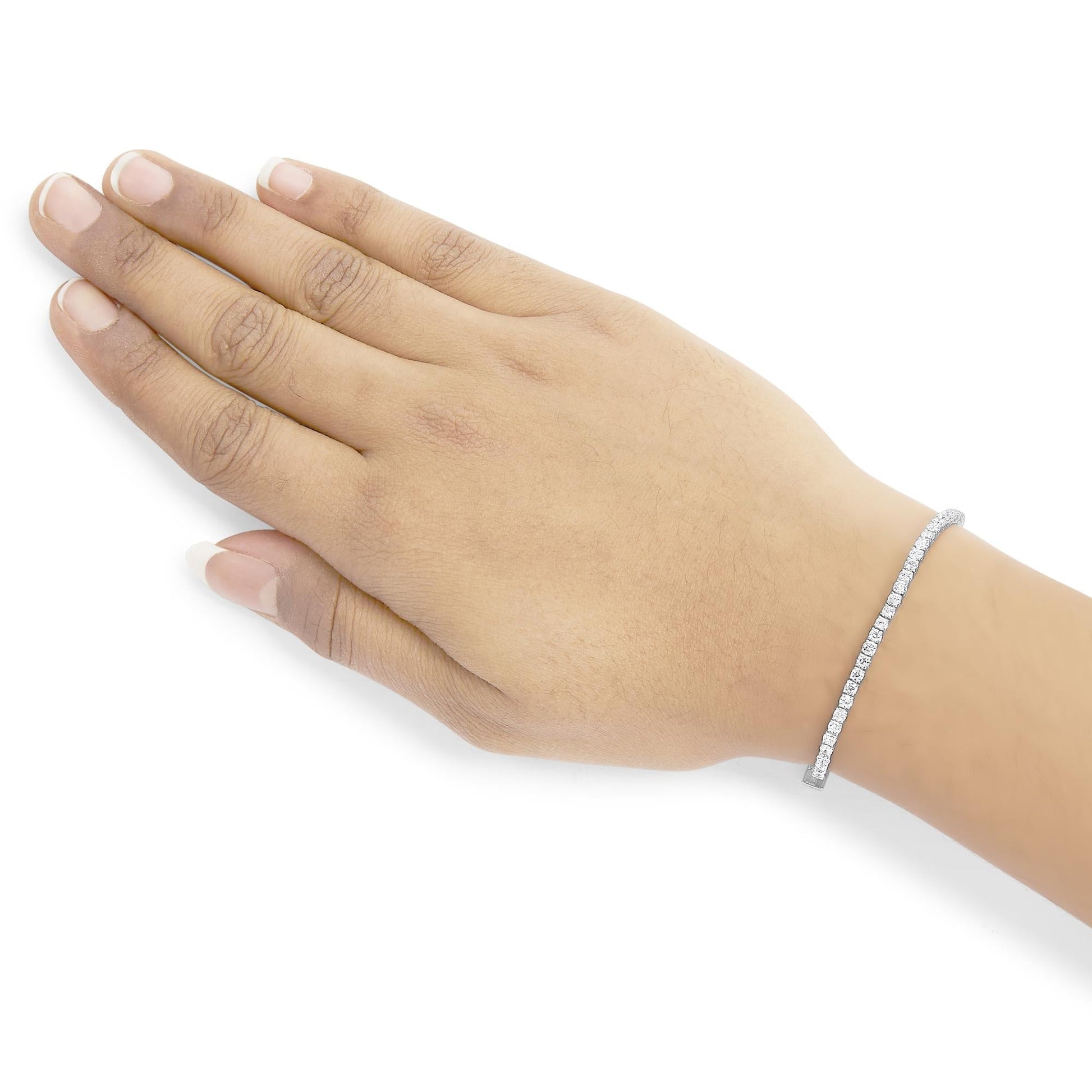 14K White Gold Classic Lab-Grown Diamond Tennis Bracelet (F-G Color, VS2-SI1 Clarity) - 7" Inches-4