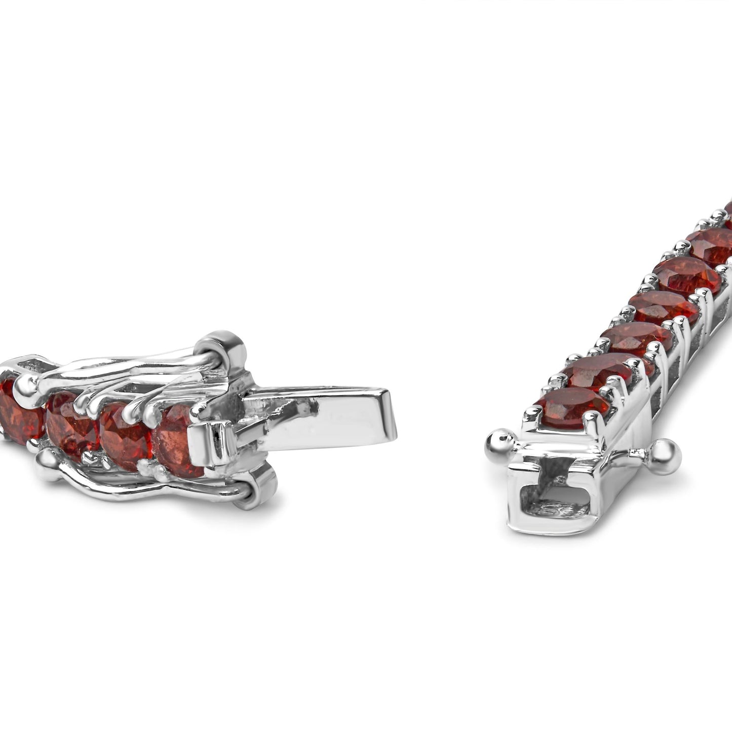 .925 Sterling Silver 10.0 Cttw Created Orange Garnet Tennis Bracelet - 7.25"-1