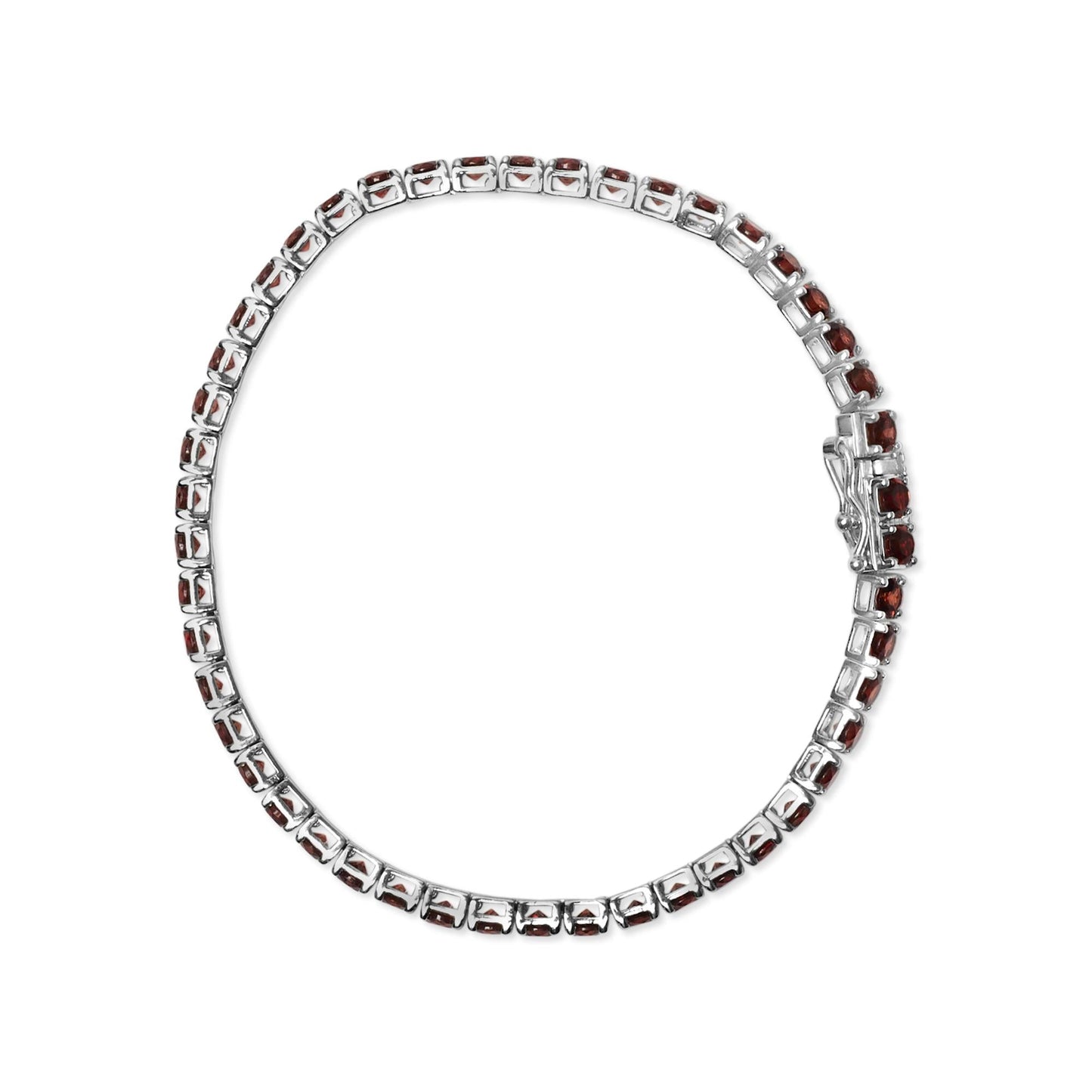 .925 Sterling Silver 10.0 Cttw Created Orange Garnet Tennis Bracelet - 7.25"-3