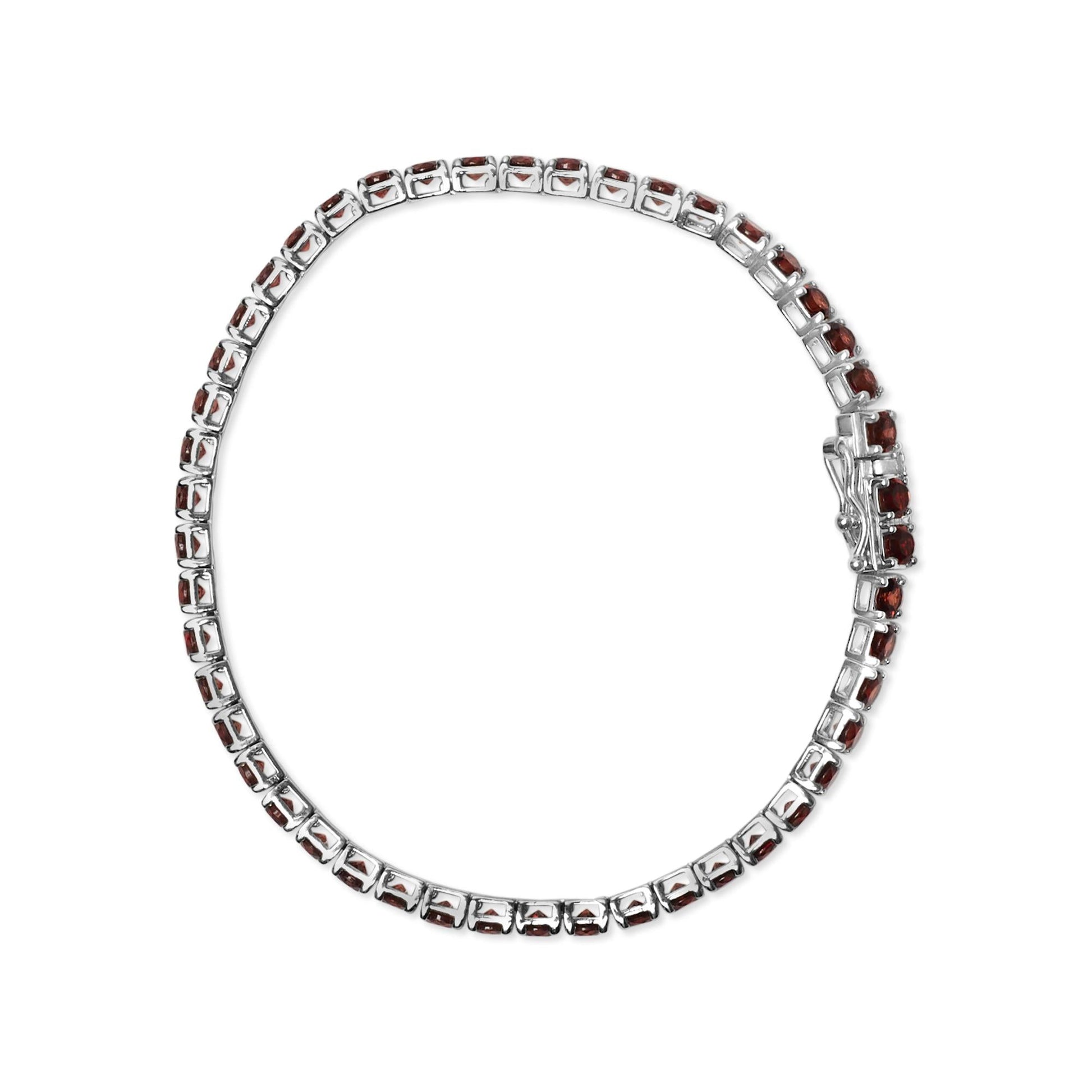 .925 Sterling Silver 10.0 Cttw Created Orange Garnet Tennis Bracelet - 7.25"-3