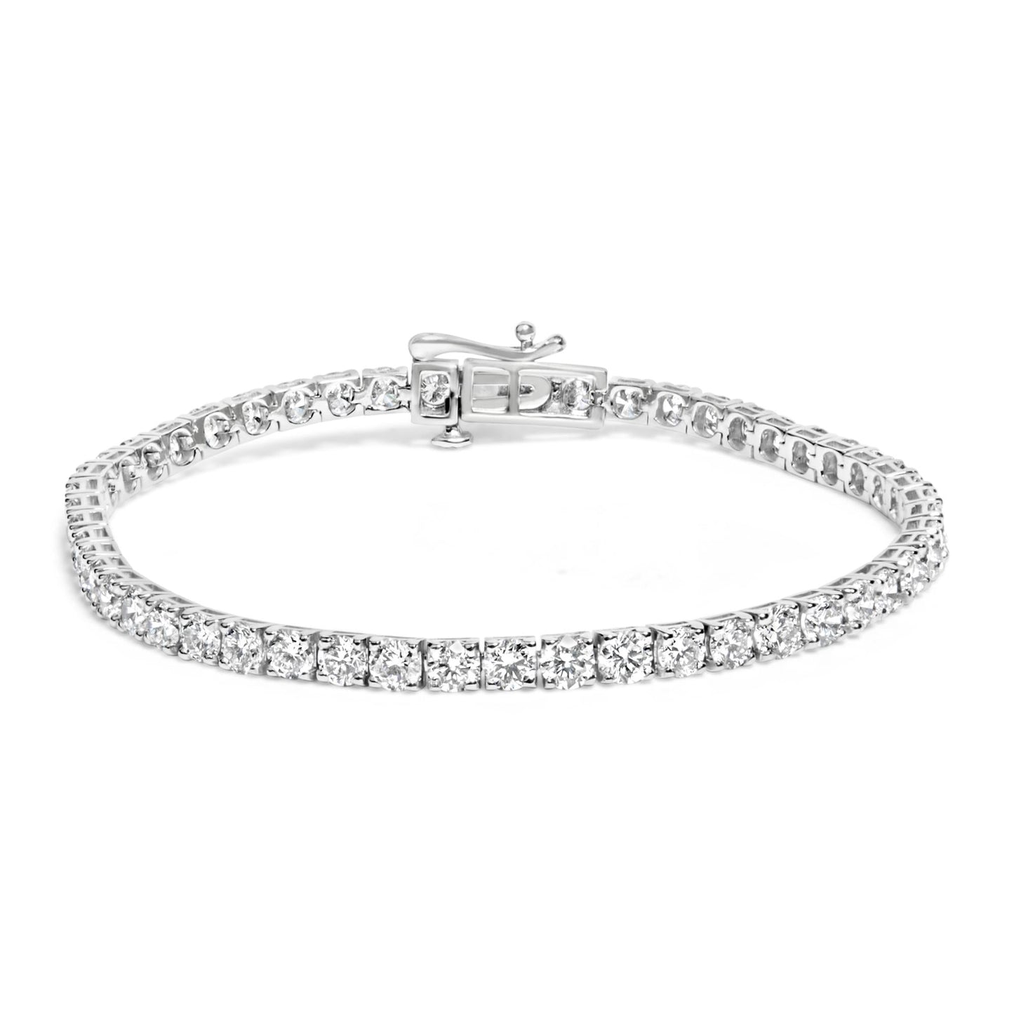 14K White Gold 7.0 cttw 4-Prong Set Lab Grown Diamond 7" Tennis Bracelet-0