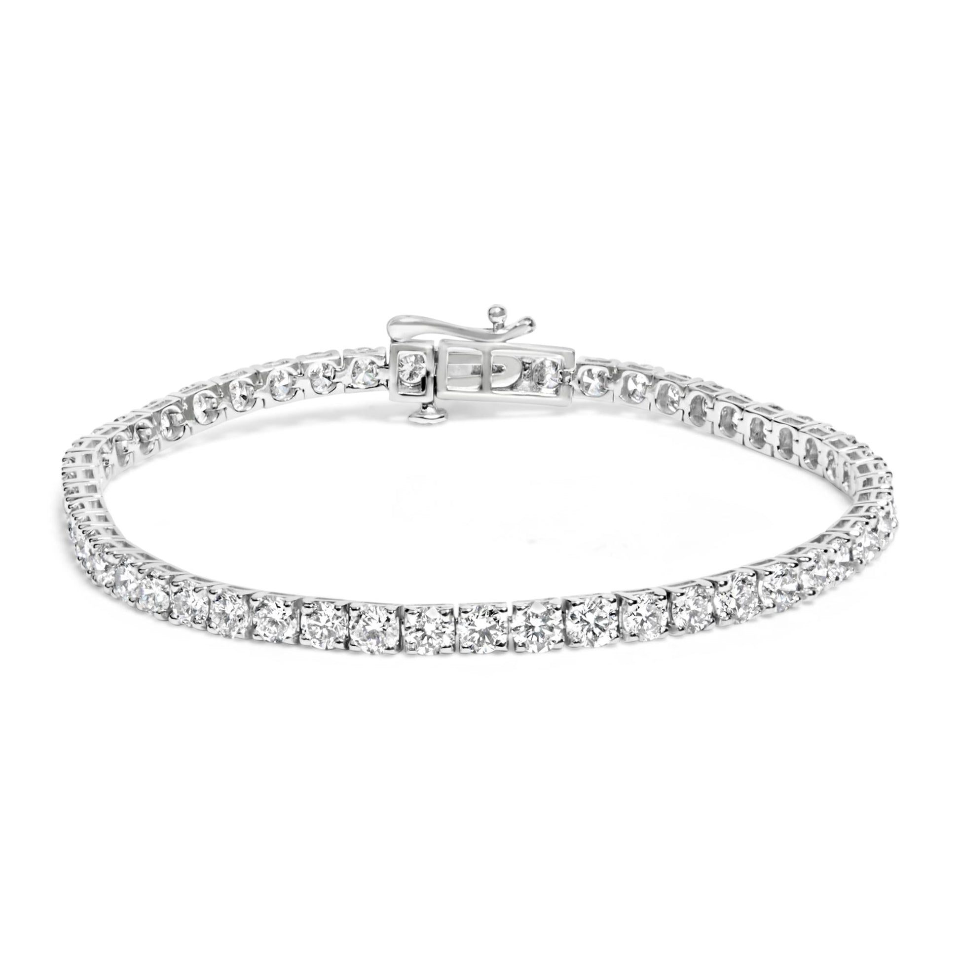 14K White Gold 7.0 cttw 4-Prong Set Lab Grown Diamond 7" Tennis Bracelet-0