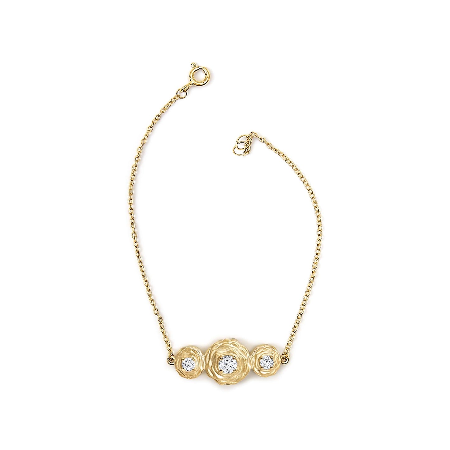 14K Yellow Gold Plated Sterling Silver 1/2 Cttw Lab Grown Diamond Rose Motif Link Bracelet-3