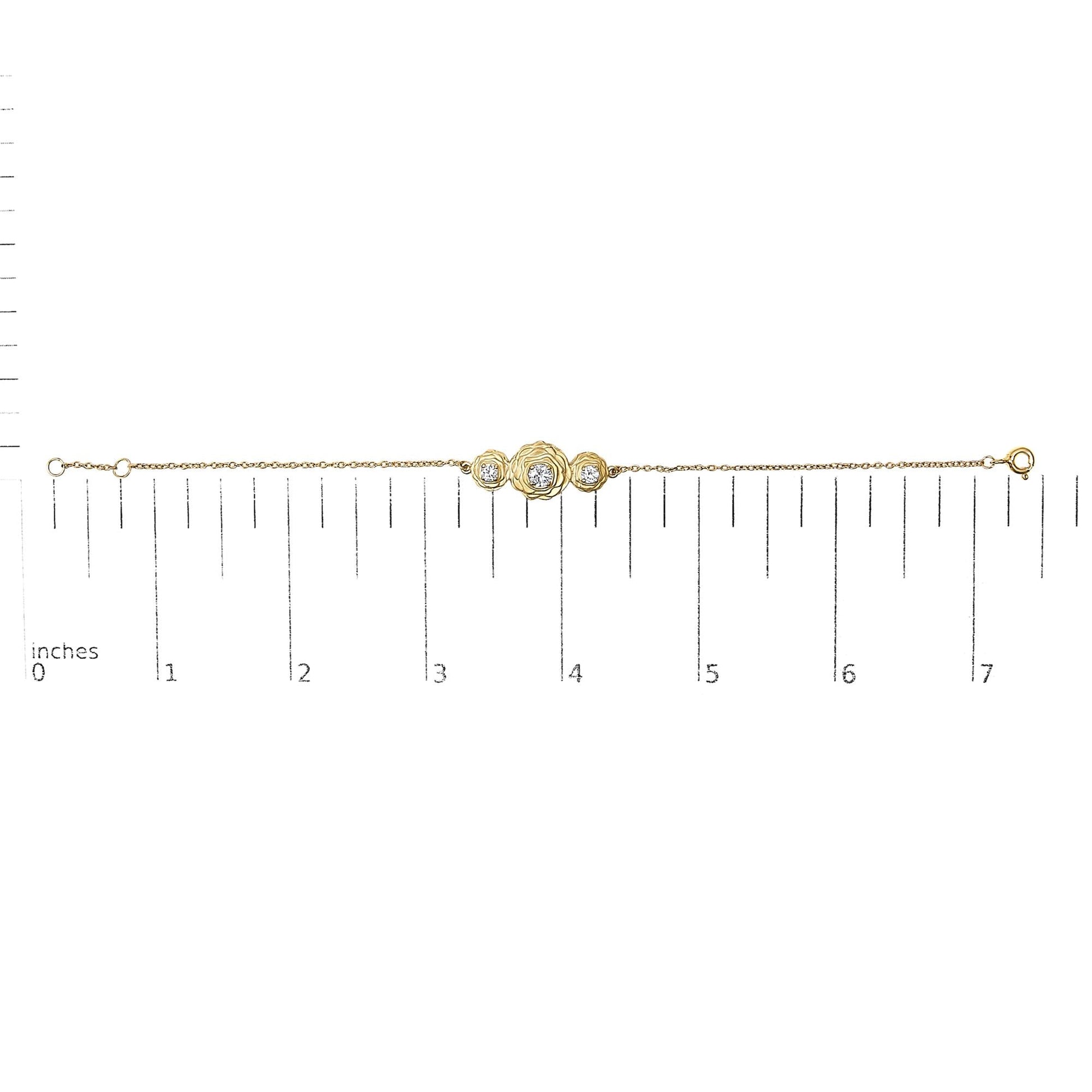 14K Yellow Gold Plated Sterling Silver 1/2 Cttw Lab Grown Diamond Rose Motif Link Bracelet-4