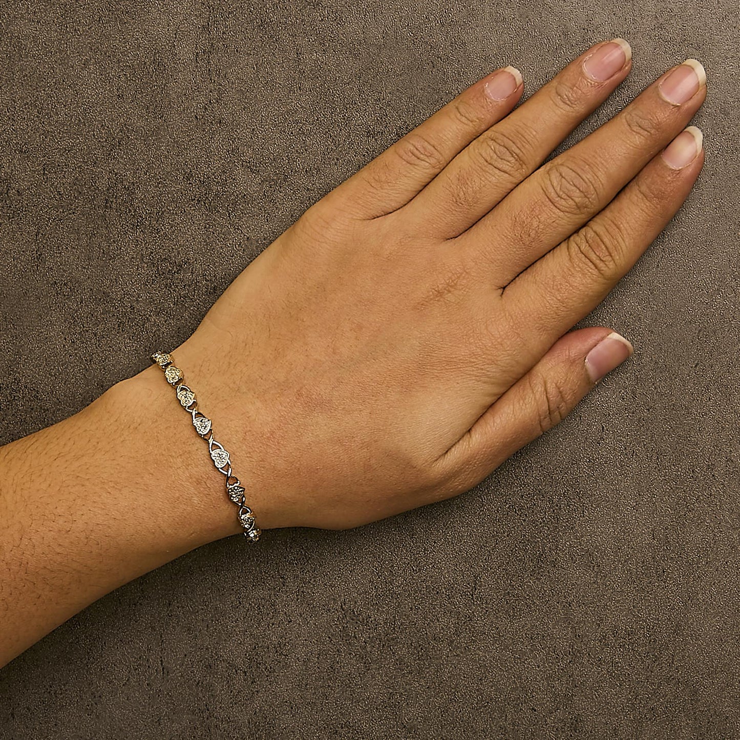 .925 Sterling Silver Diamond Accent Heart Link Bracelet (I-J Color, I3 Clarity) - 7.25"-2