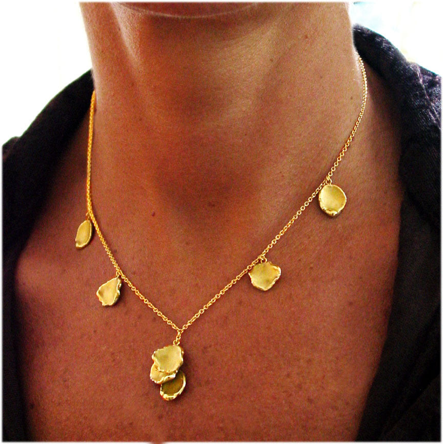 Metal Petals- Drop Earrings-18K Gold-1