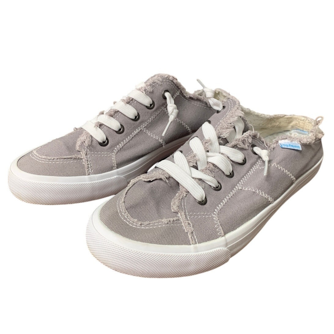 Obtaom Womens 9 Canvas Sneakers Memory Foam Backless Round Toe Slip On Shoes