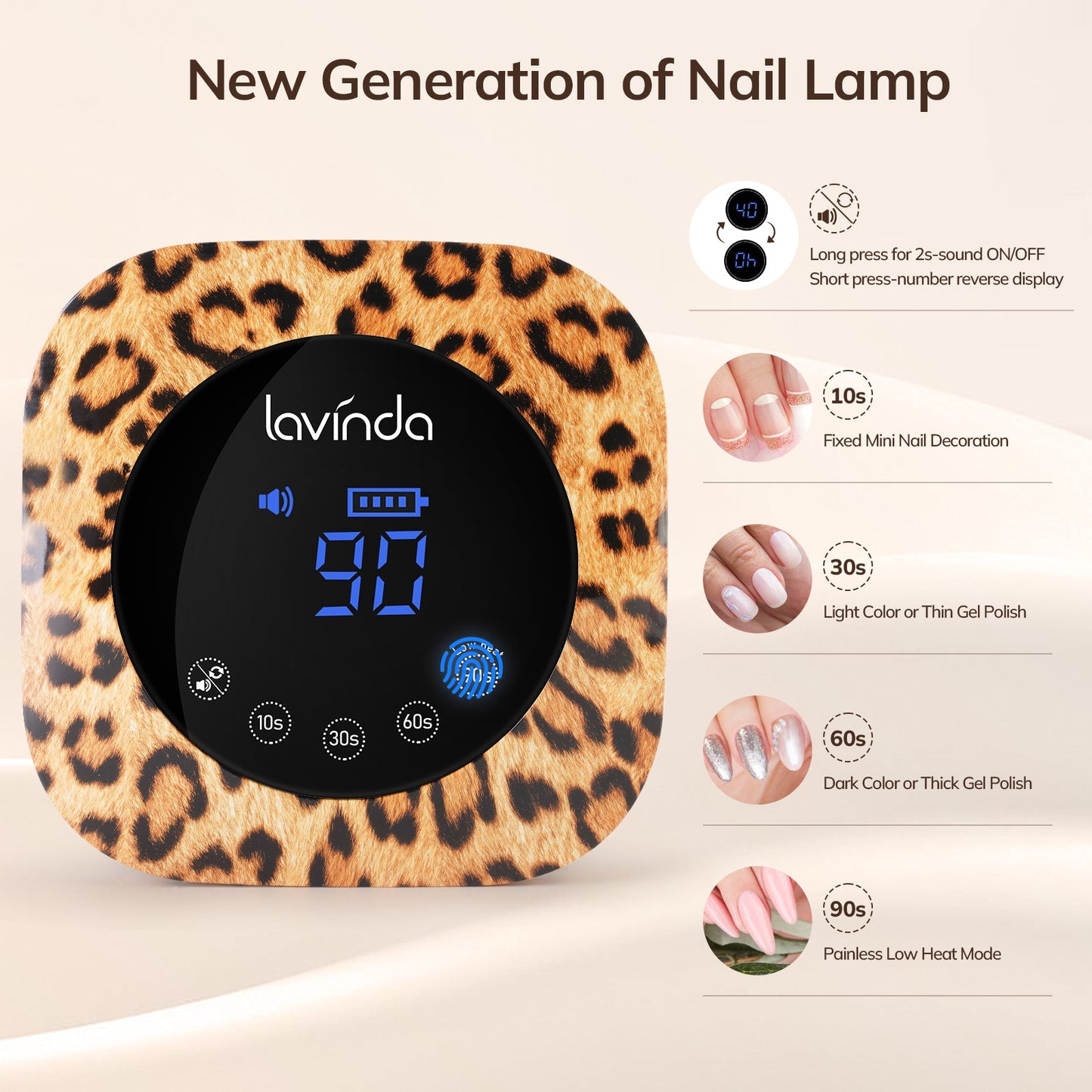 Crown™ Nail Lamp - Leopard Print - 54W Rechargeable UV/LED