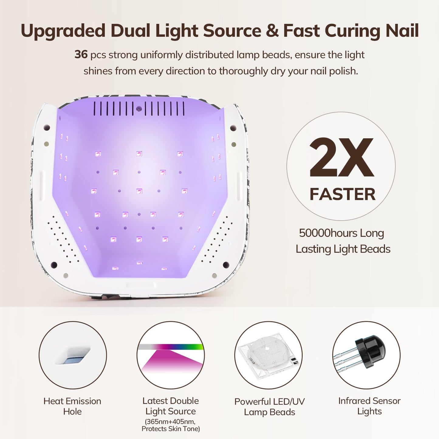 Crown™ Nail Lamp - Zebra Print - 54W Rechargeable UV/LED