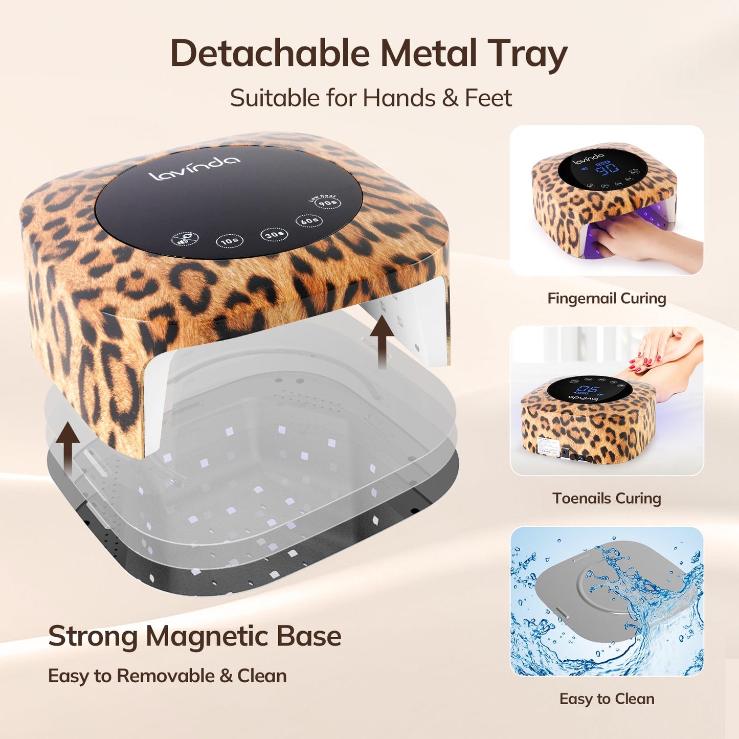 Crown™ Nail Lamp - Leopard Print - 54W Rechargeable UV/LED