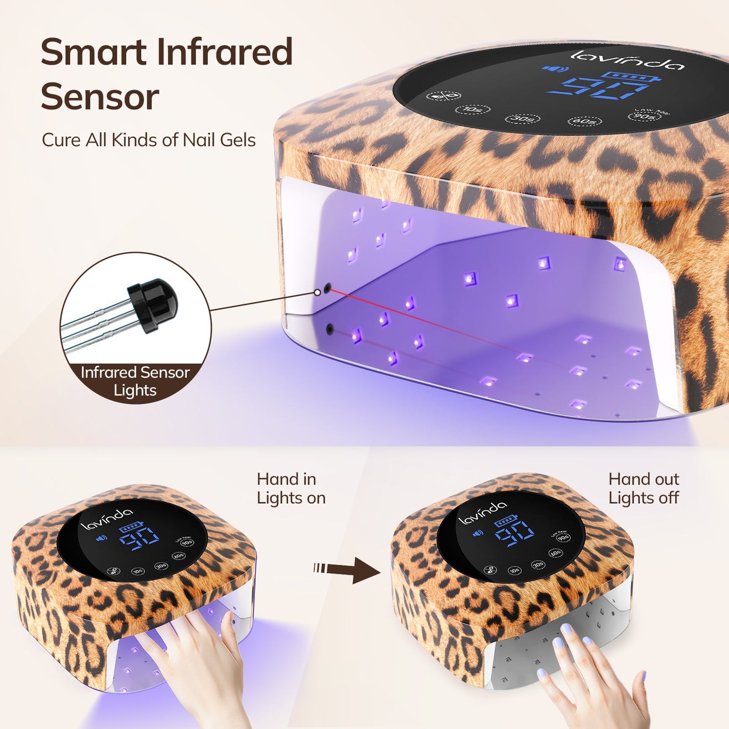 Crown™ Nail Lamp - Leopard Print - 54W Rechargeable UV/LED