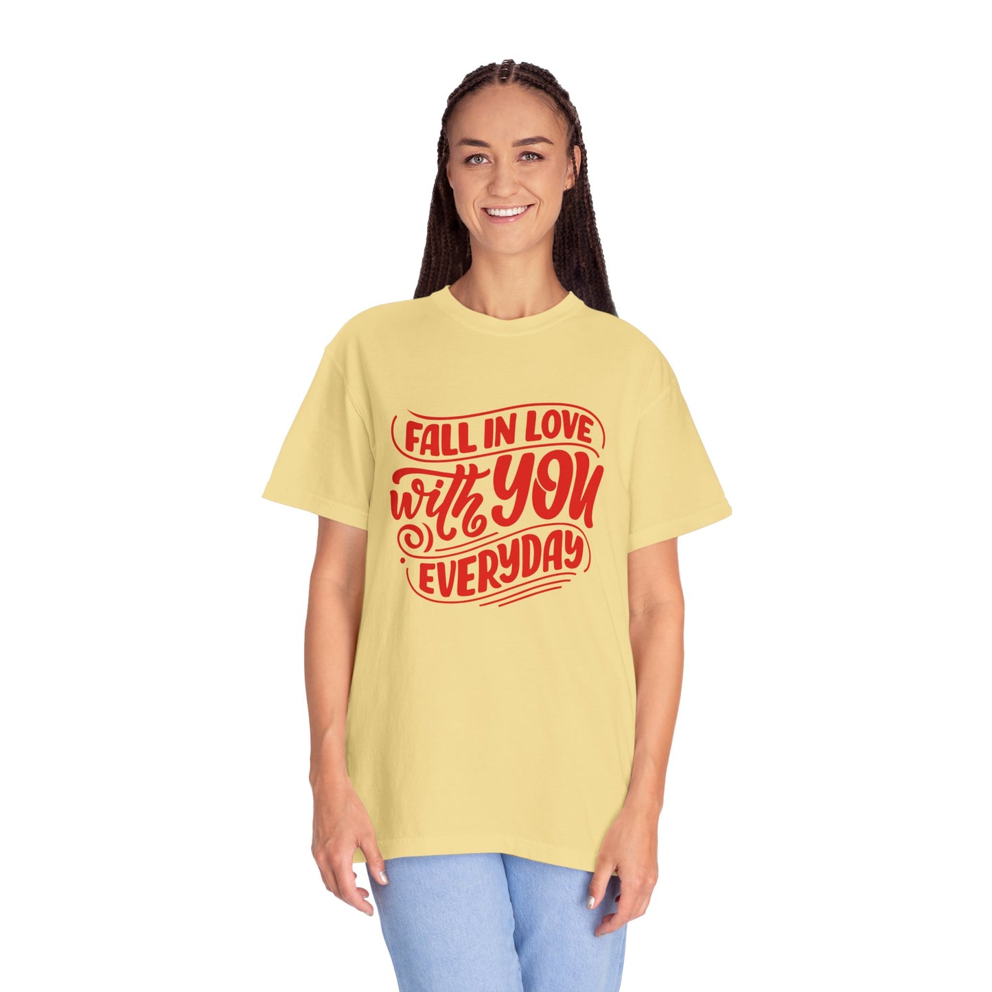 Fall in Love with YOU Quote T-shirt for Couples, Valentine's Day, Gifts for Him/Her, Casual Everyday Wear, Comfortable Unisex Tee