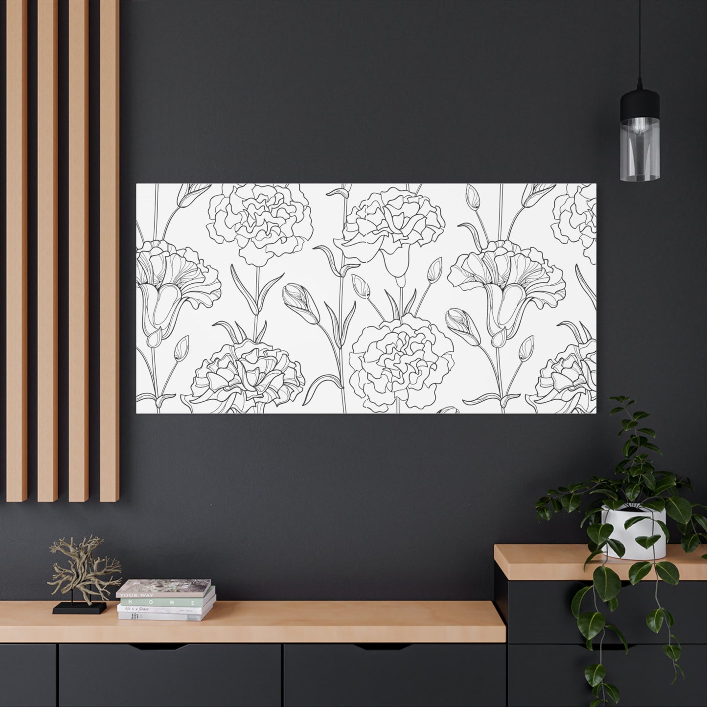Floral Canvas Art, Stretched Wall Decor, Home Gift, Botanical Print, Modern Design, Matte Finish