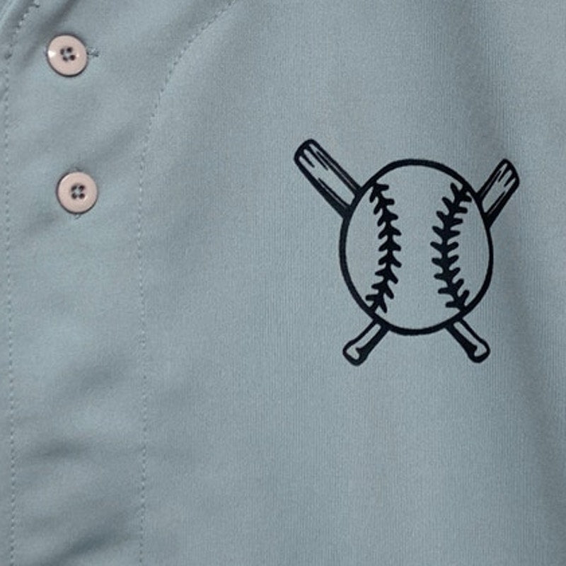 Hand Printed Mens Medium Bat Ball Button Down Sleeveless Baseball Jersey Shirt