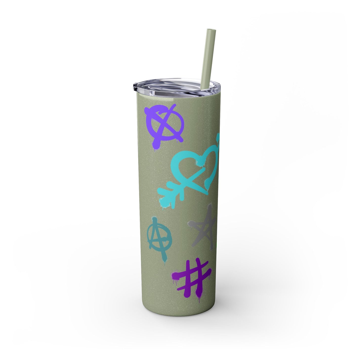 Trendy Skinny Tumbler with Straw, 20oz | Unique Graffiti Style Drinkware for Teens, Gifts, Parties, and Everyday Use