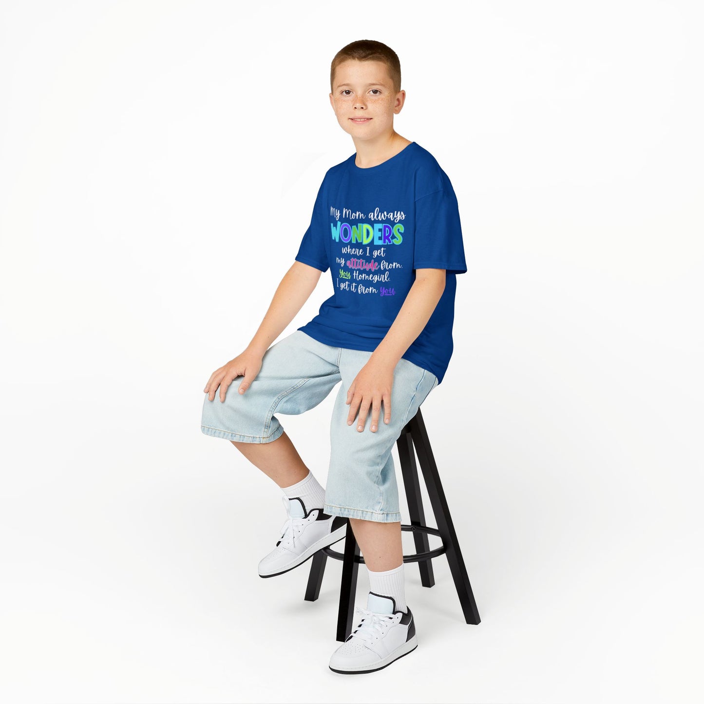 Colorful Kids Tee: 'My Mom Wonders Where I Get My Attitude From' | Fun Gift for Birthdays, Holidays, Everyday Wear, Unique Kids Apparel