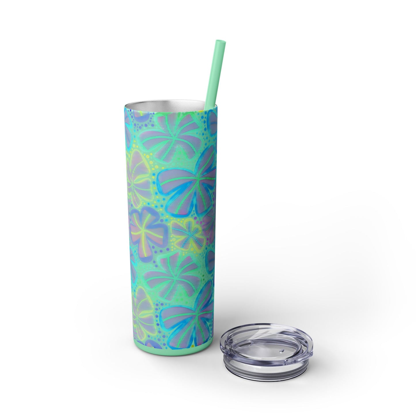 Pastel Butterfly Tumbler, 20oz Drinkware, Spring Decor, Cute Gift for Her, Eco-Friendly Cup, Floral Water Bottle