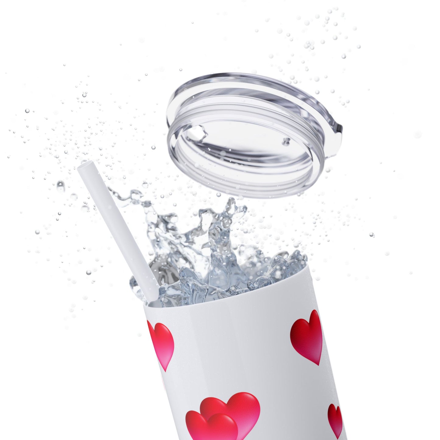 Gepasmaakte Glitter 20oz Dun Tumbler met Pienk Hartpatroon — [Jou Naam Hier]