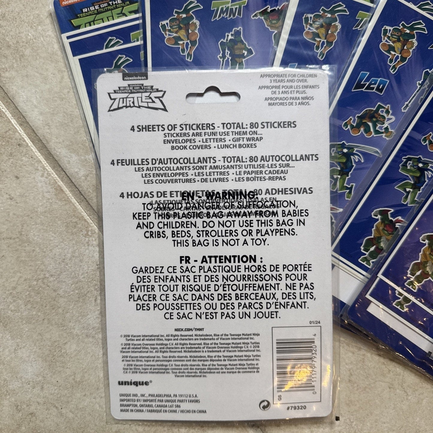 party favors TMNT Set Of Toys, Bags And Stickers.